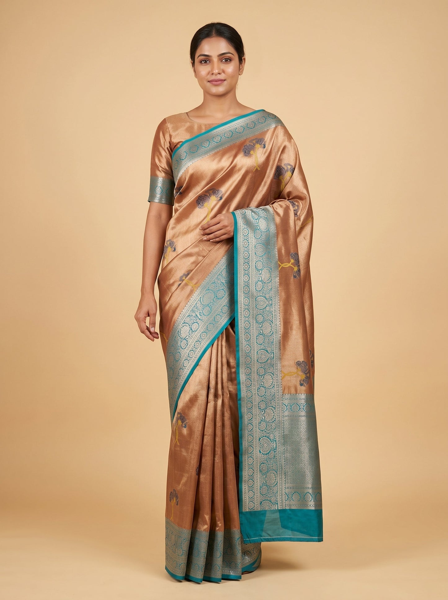 Dark Beige Warm Handloom Saree