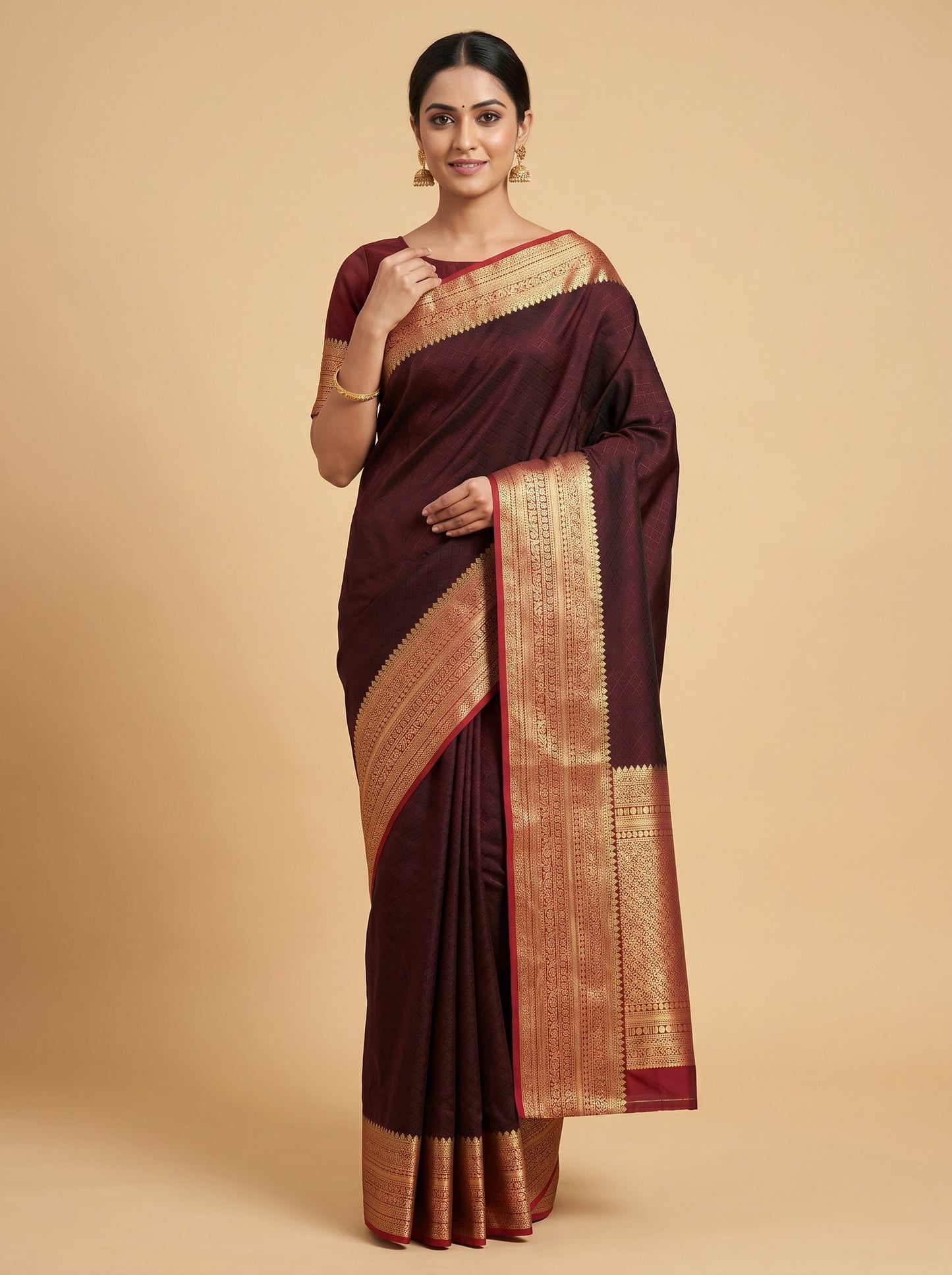 Dark Cocoa Glow Saree