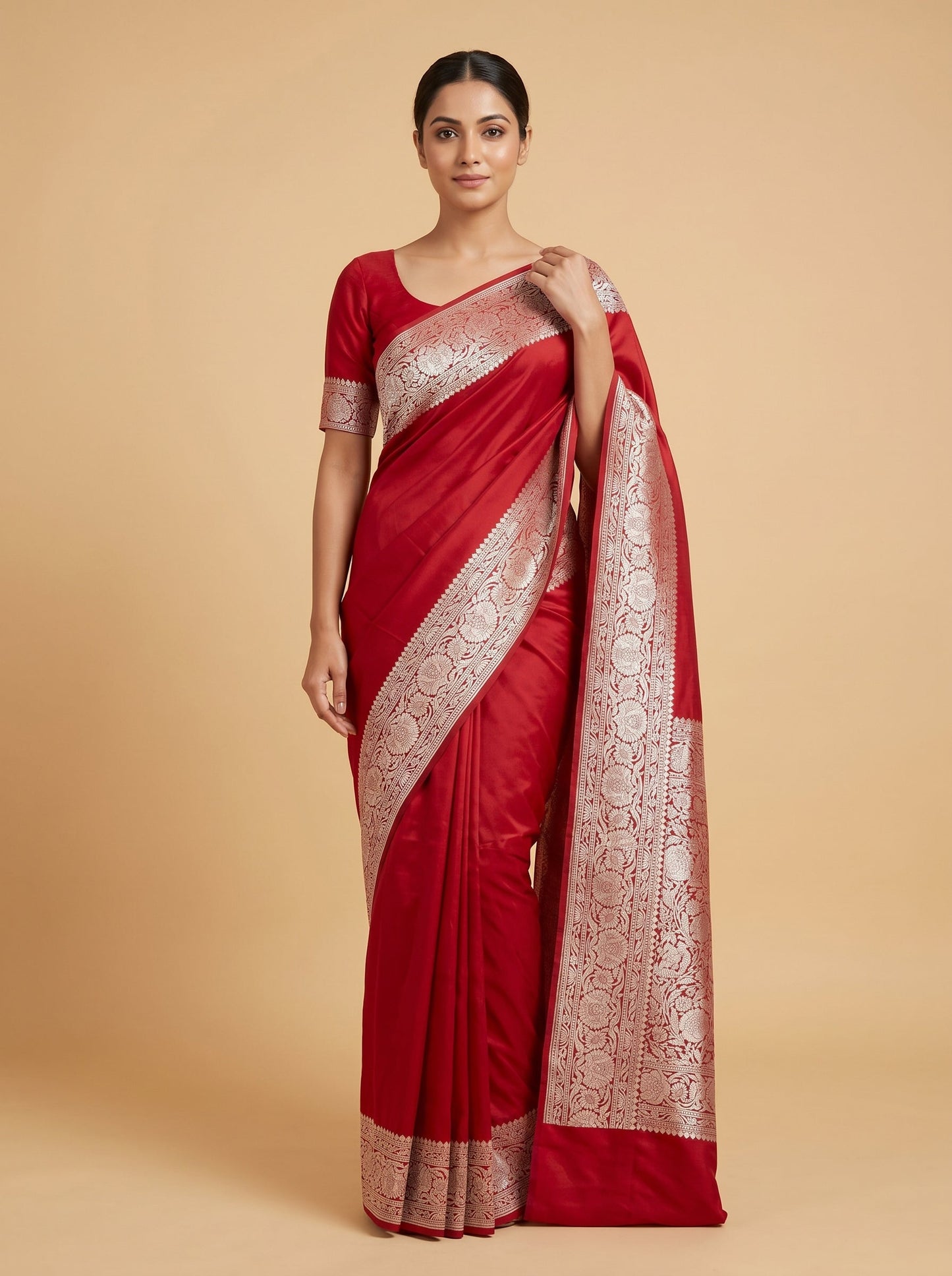 Dark Red Intense Presence Handloom Saree