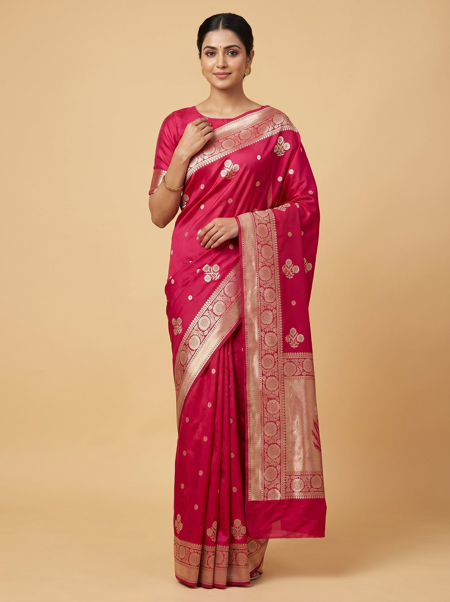 Deep Red Intense Hue Handloom Saree