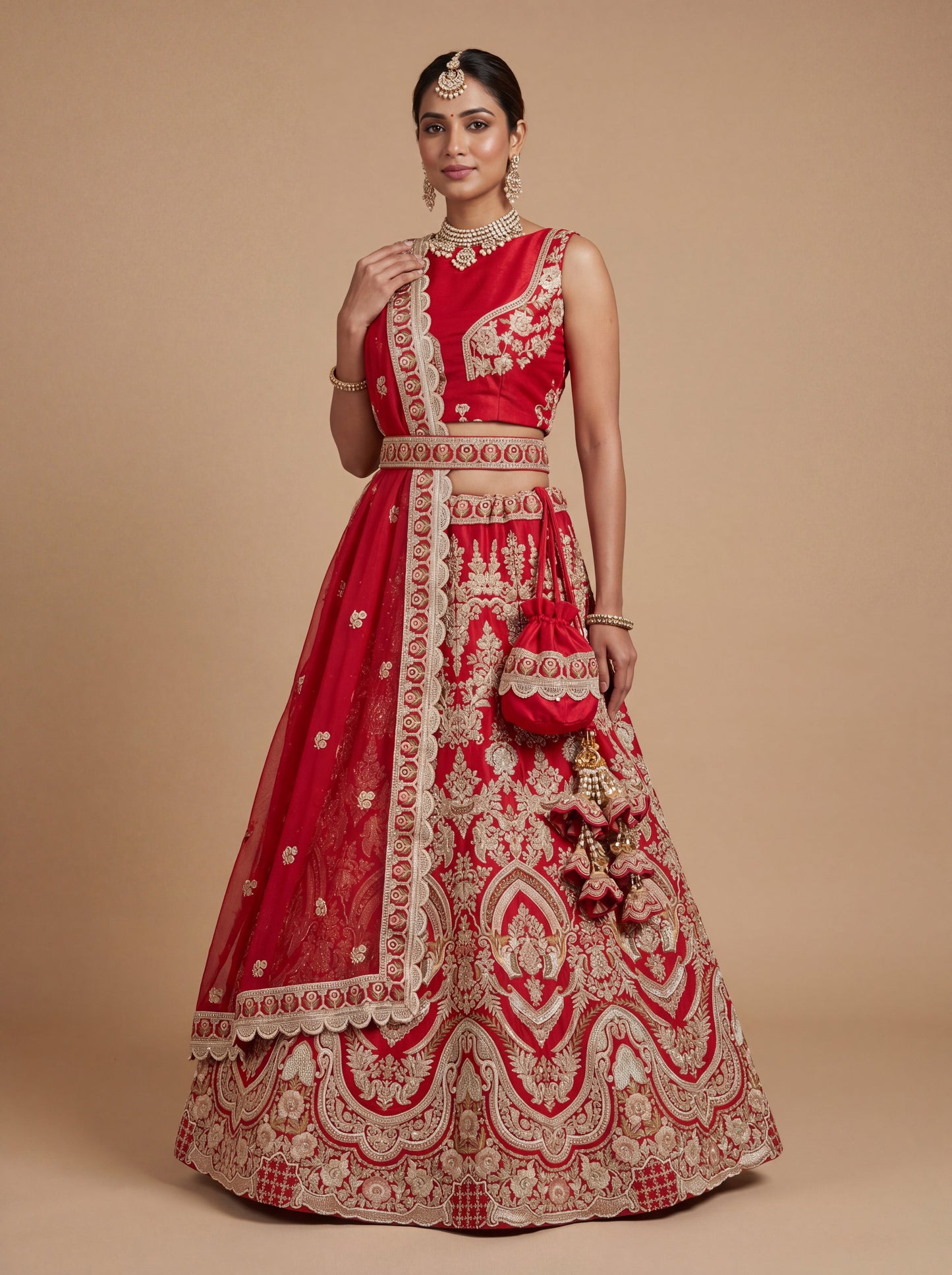 Deep Scarlet Pheras Bridal Lehenga