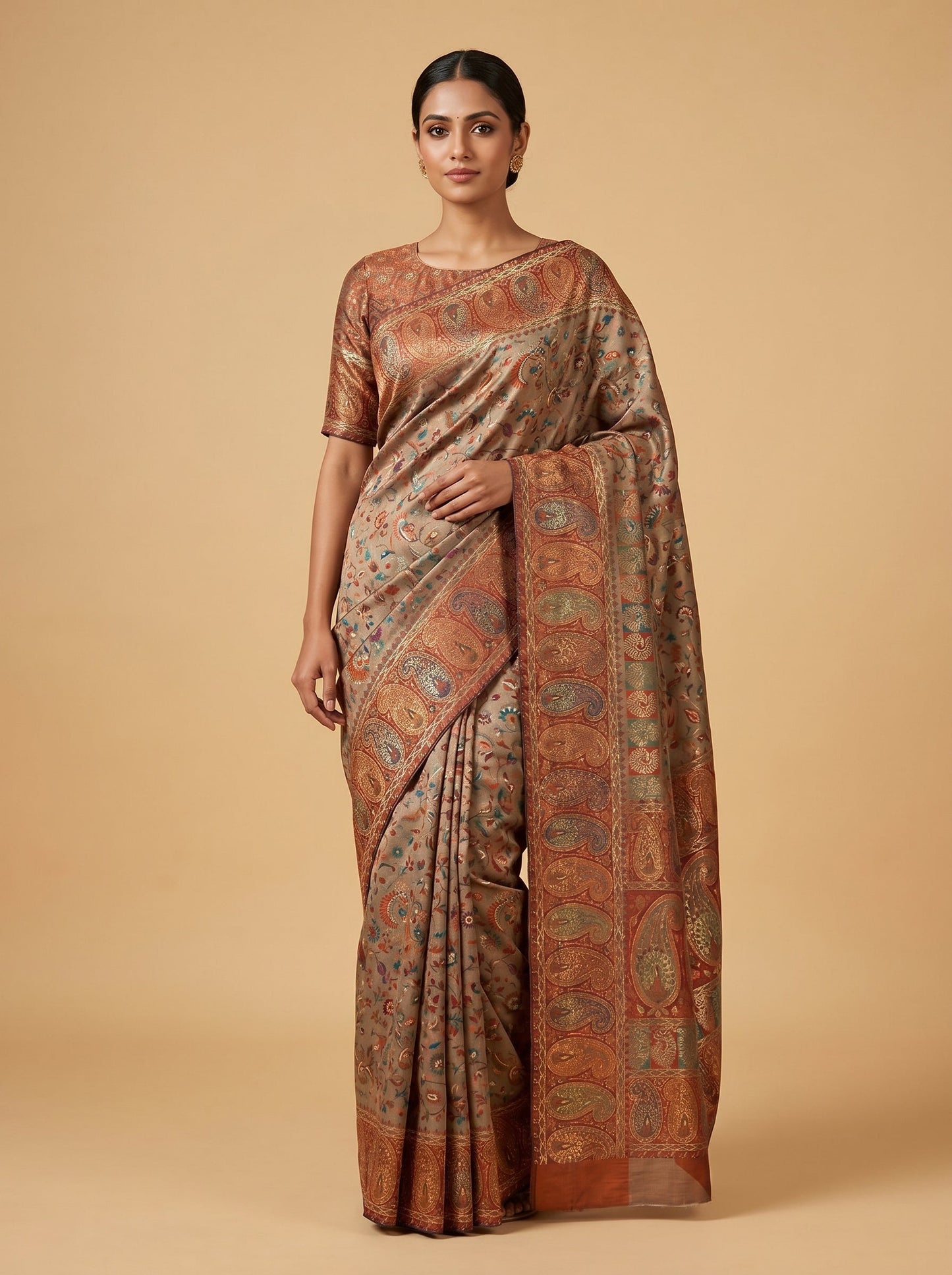 Chic Blue Modernist Printed Saree