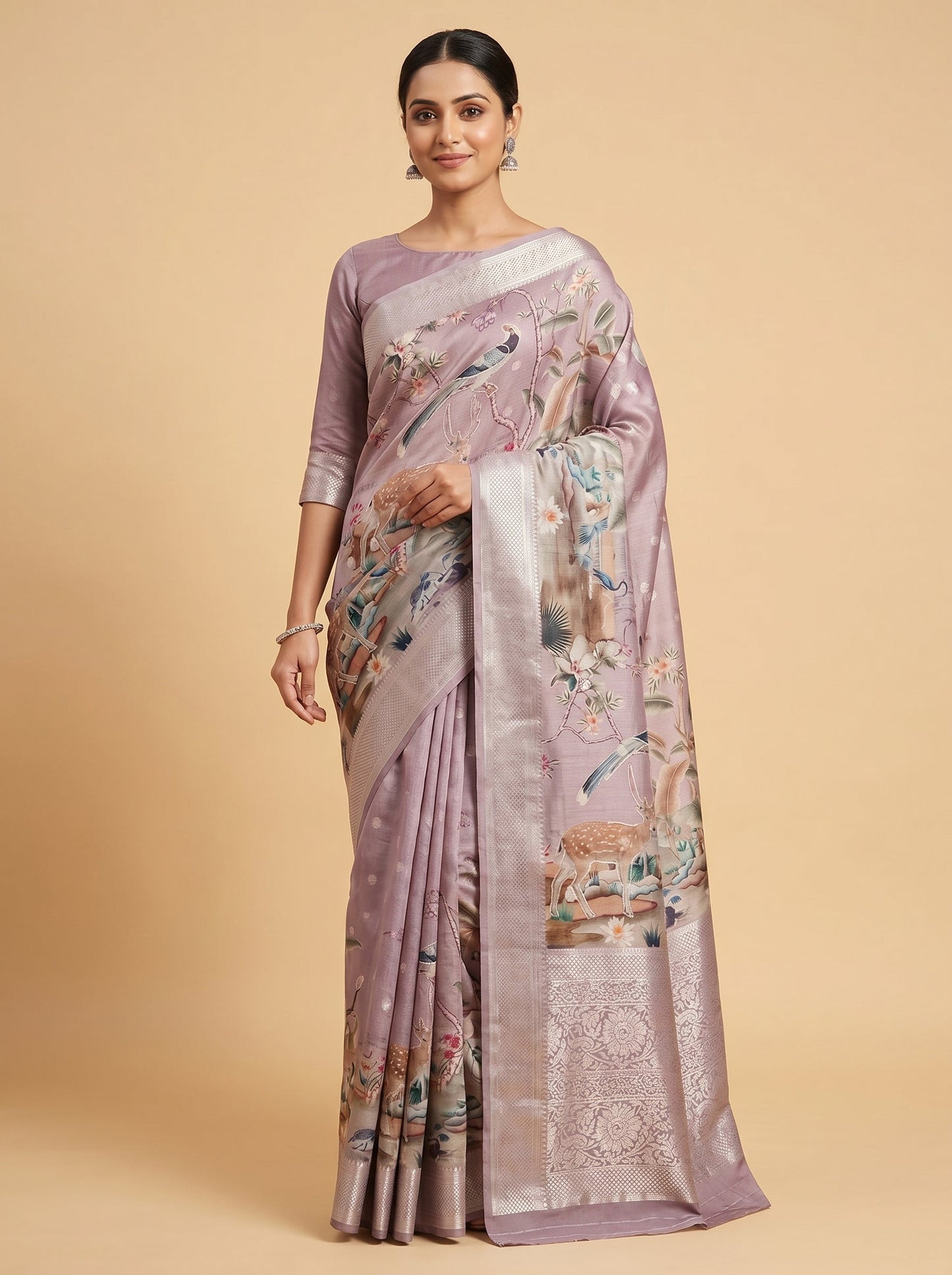 Dusty Pink Subtle Print Saree