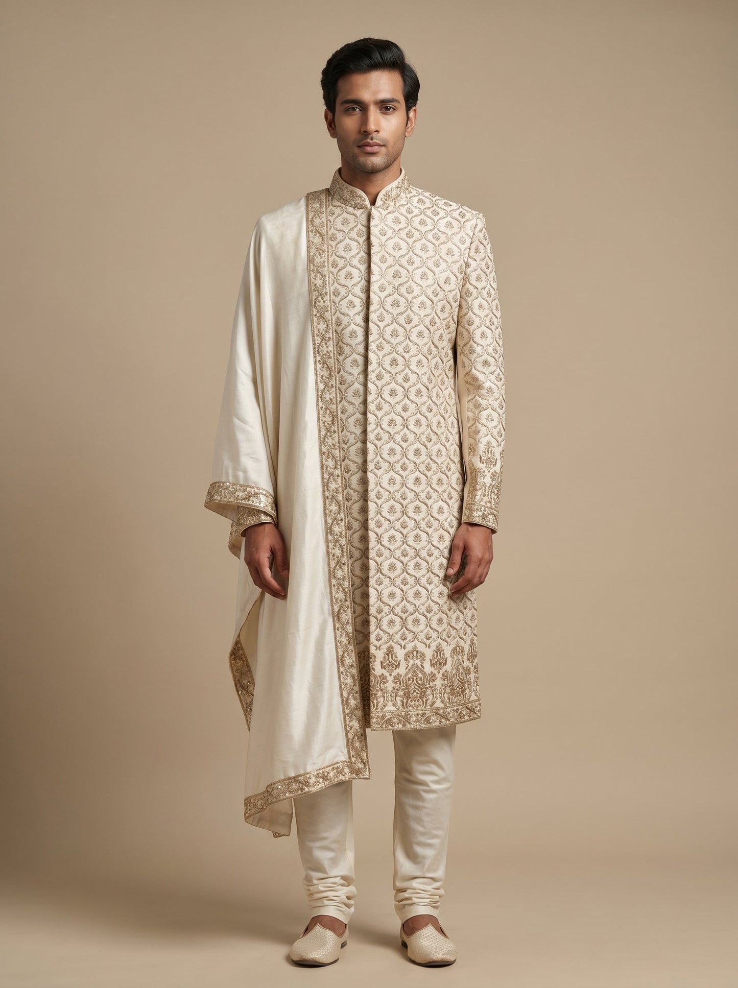 Elegant beige sherwani