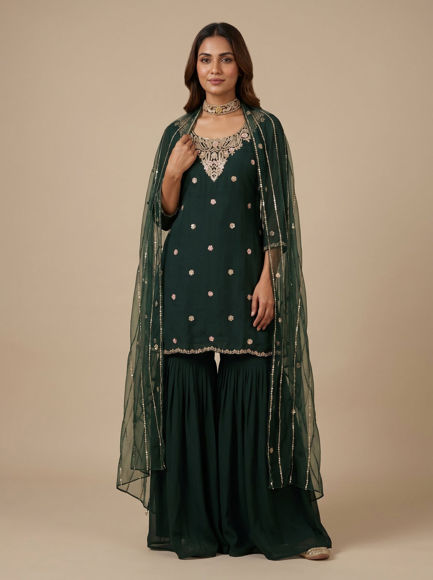 Emerald Green Sharara Set