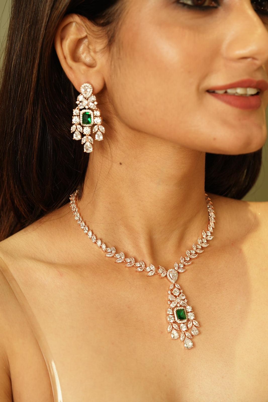 Emily In Rose Gold Diamond Necklace Set