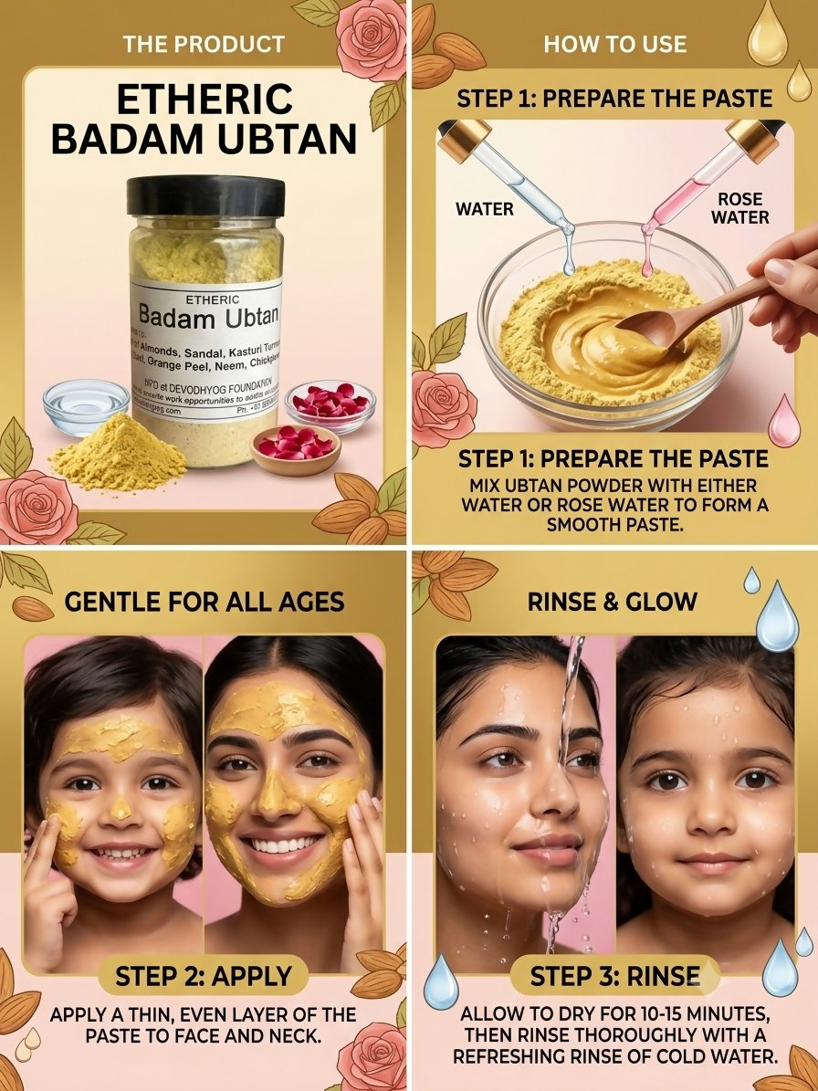 Etheric Badam Ubtan | Ayurvedic Almond Ubtan for Glowing, Radiant & Naturally Bright Skin Face Pack