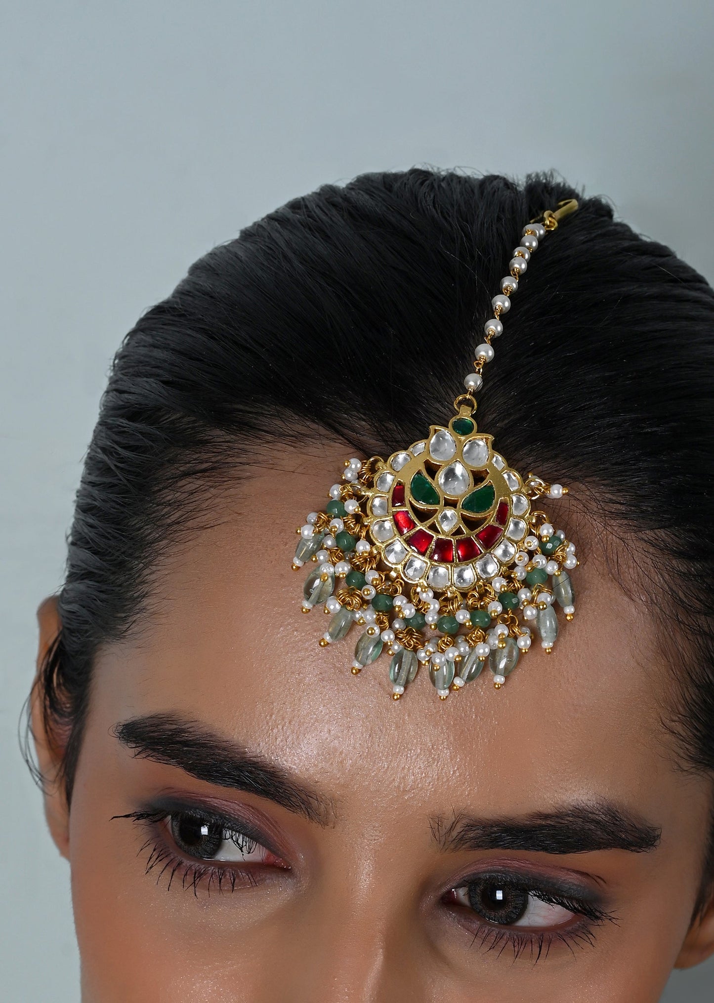 Festive Multicolour Kundan Maang Tikka