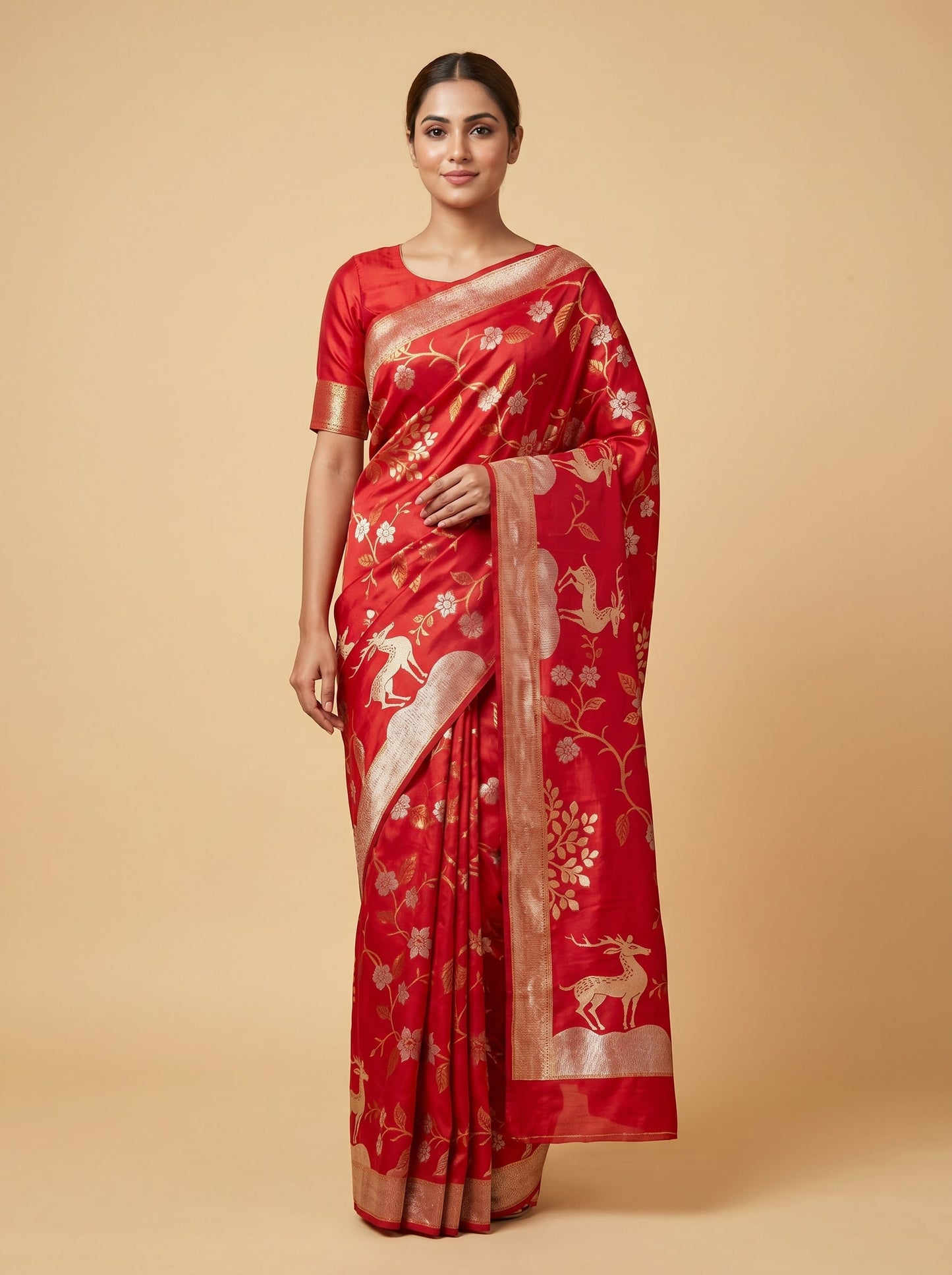 Fiery Red Passion Handloom Saree