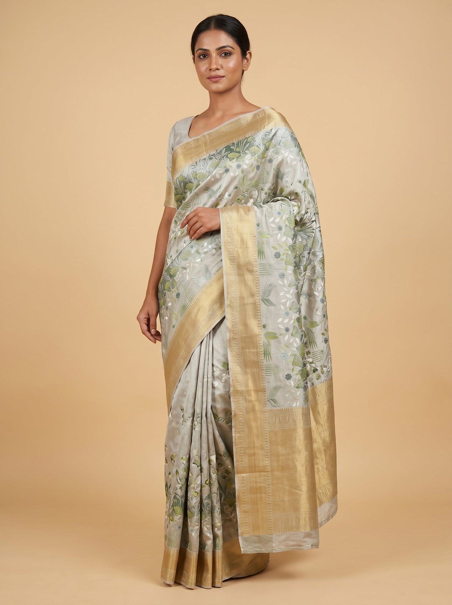 Forest Green Whisper Handloom Saree