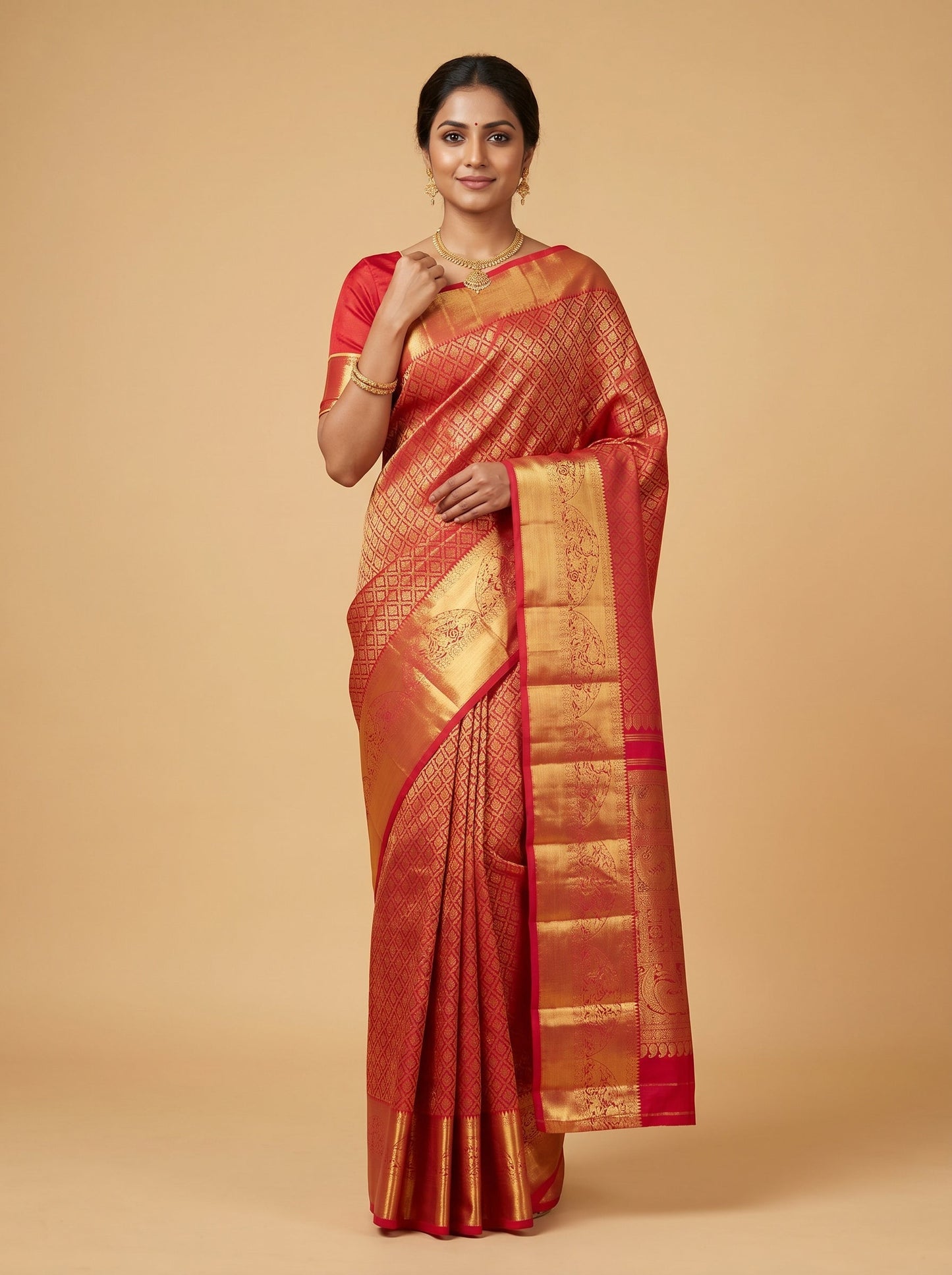 Fresh Red Radiance Saree