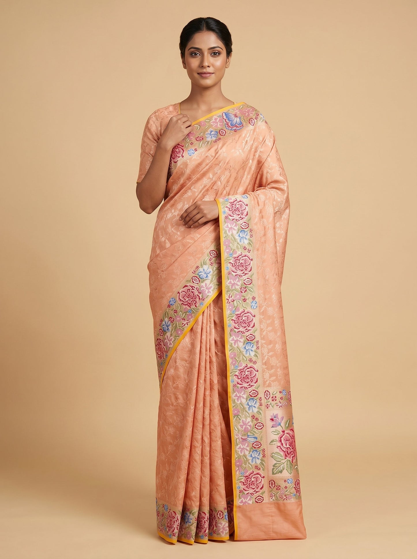 Gajri Bright Tone Handloom Saree