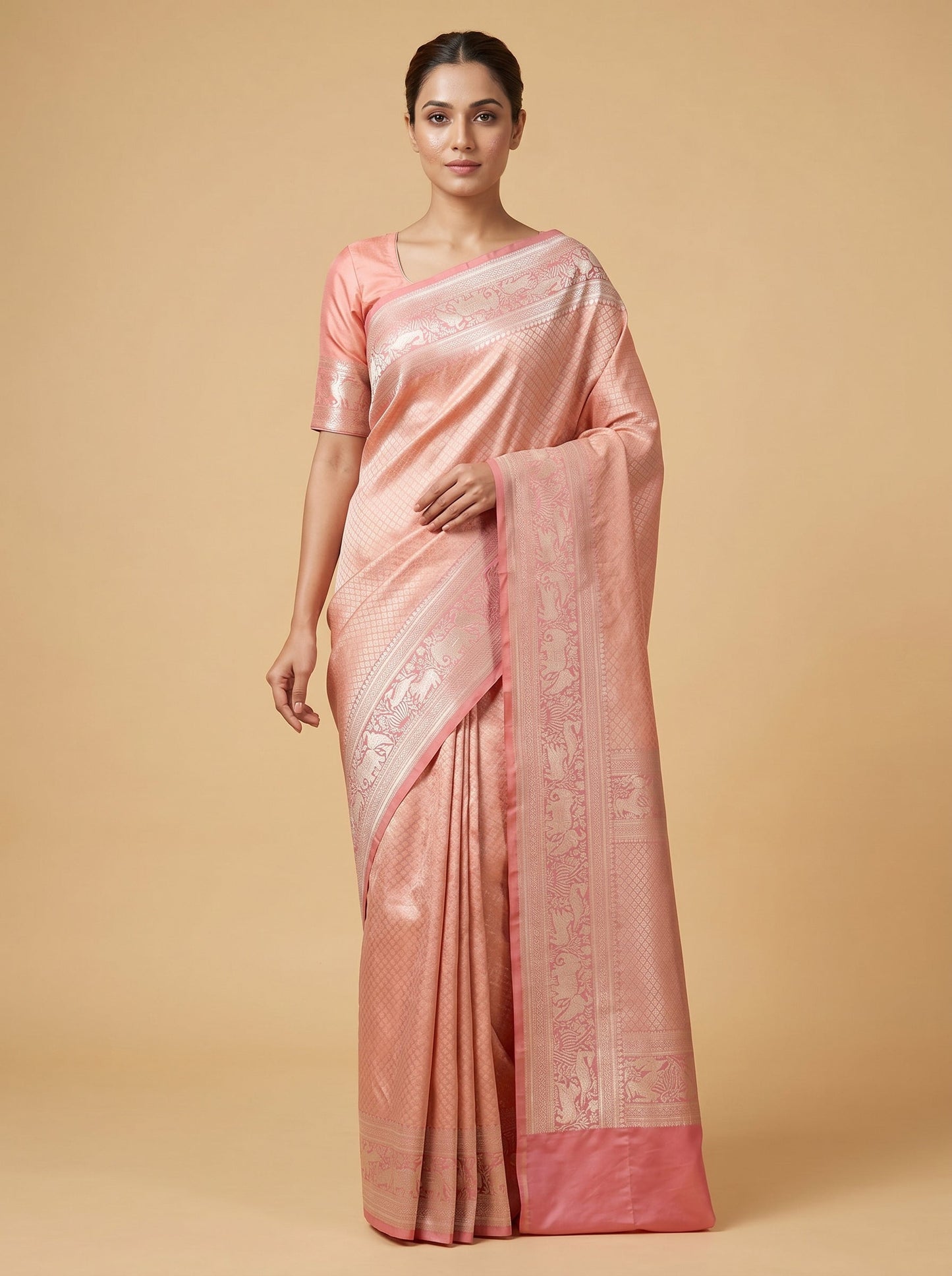 Gazri Vibrant Tone Handloom Saree