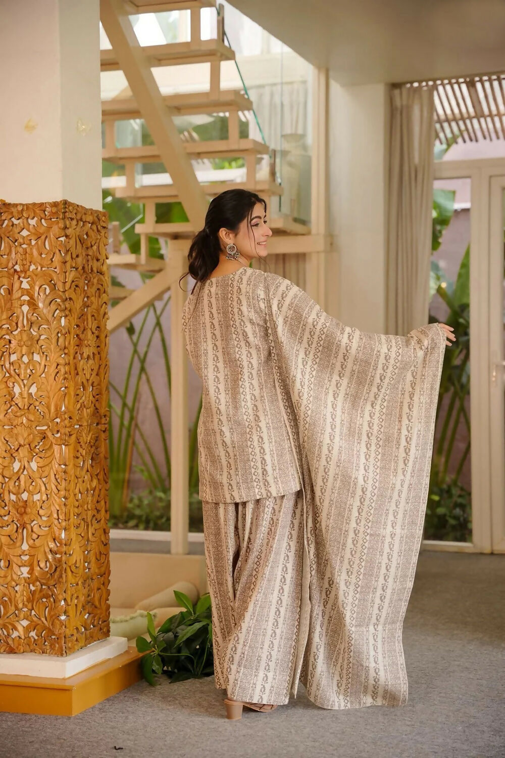 Aayaa Designer Cotton Silk Farshi Salwar Set - Off White