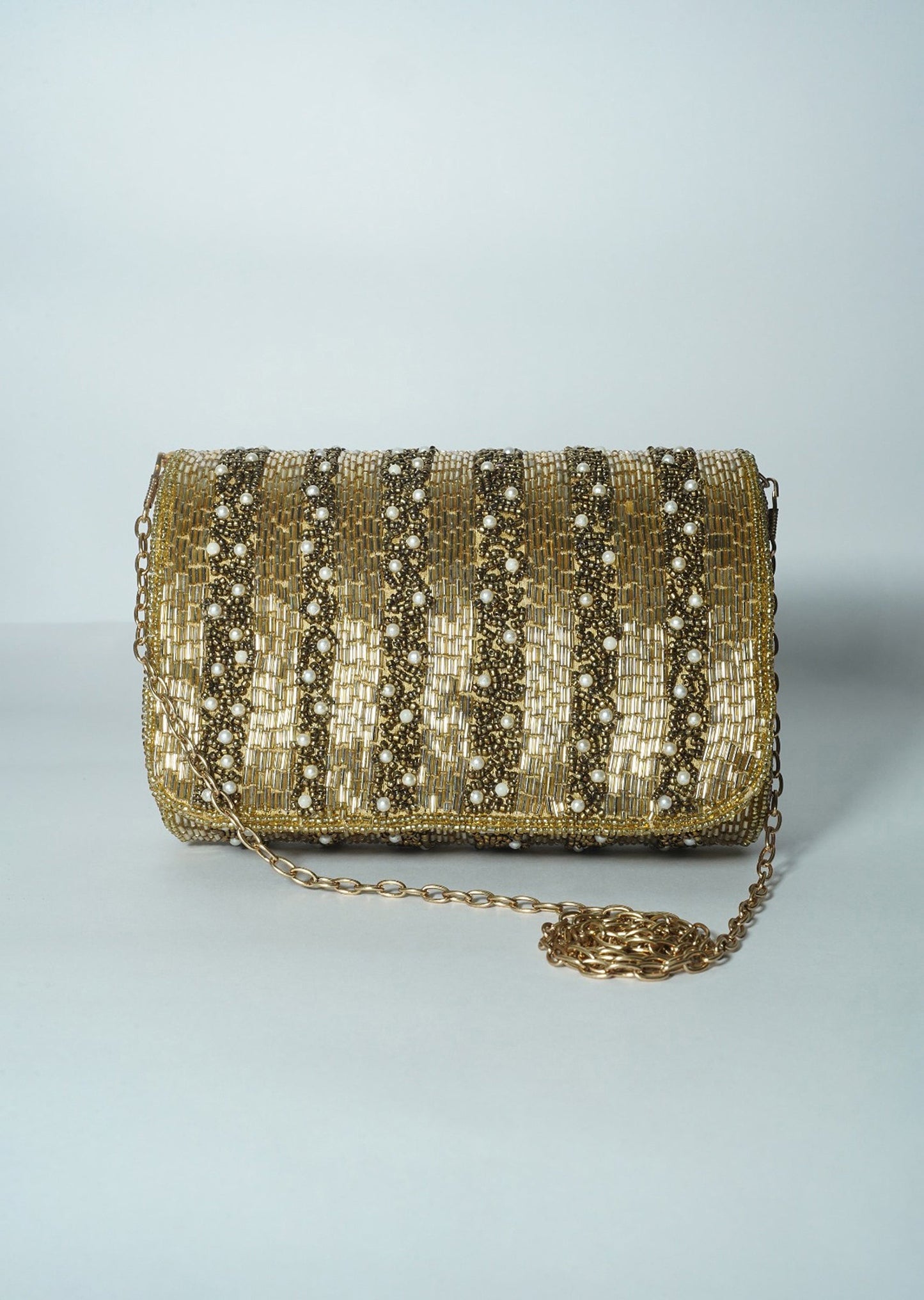 Gold Beaded Festive Clutch