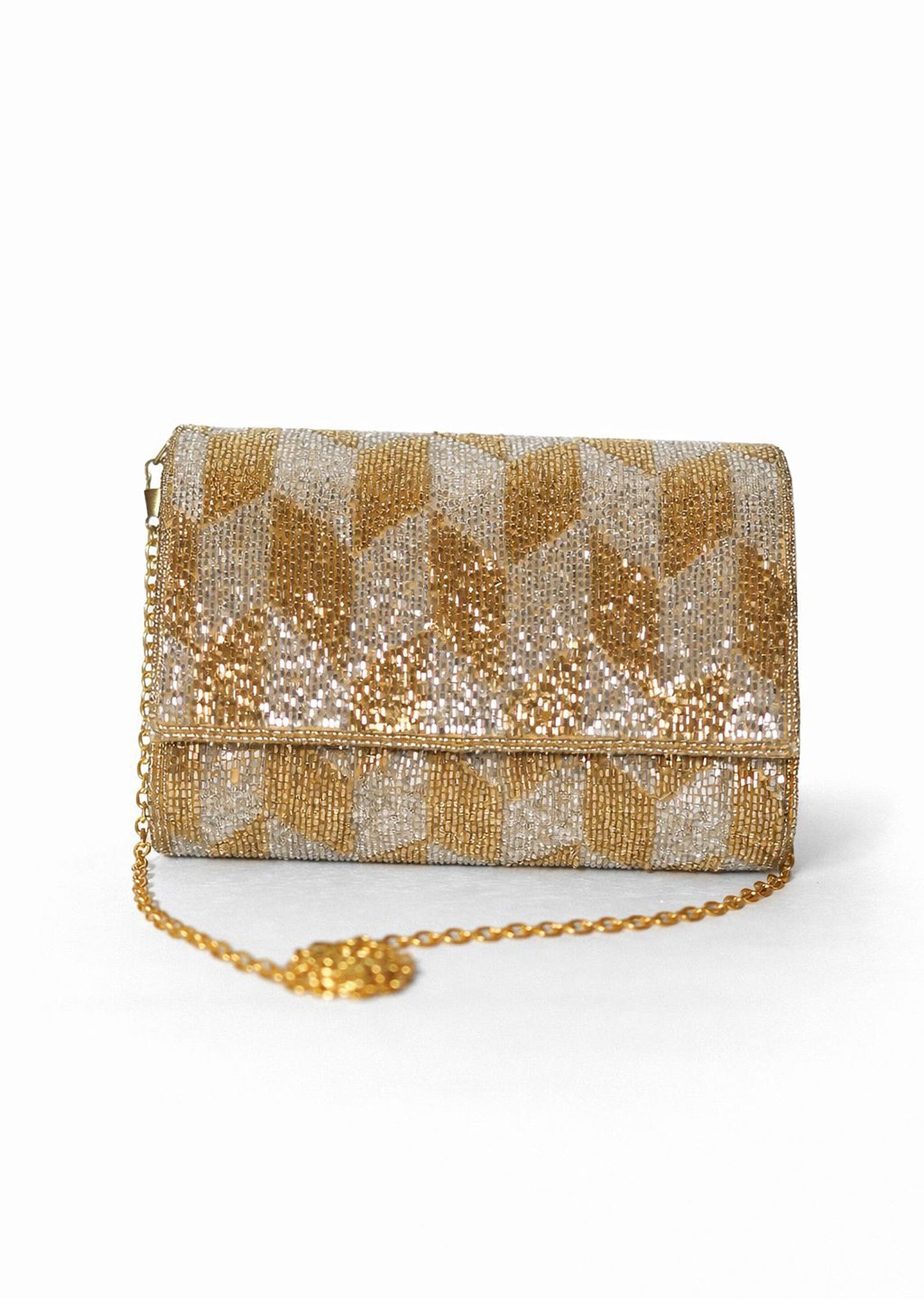 Gold Cutdana Embellished Clutch