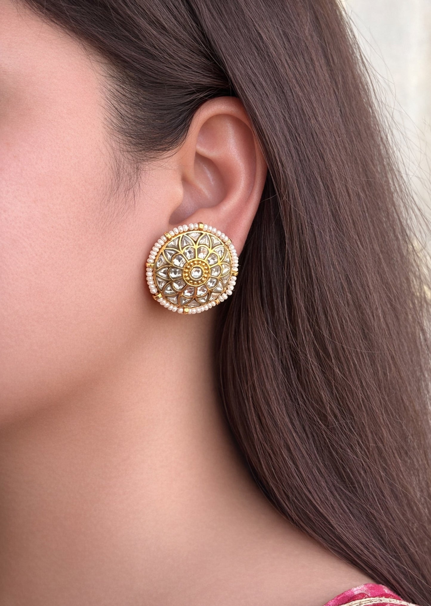 Gold Finish Kundan Earrings