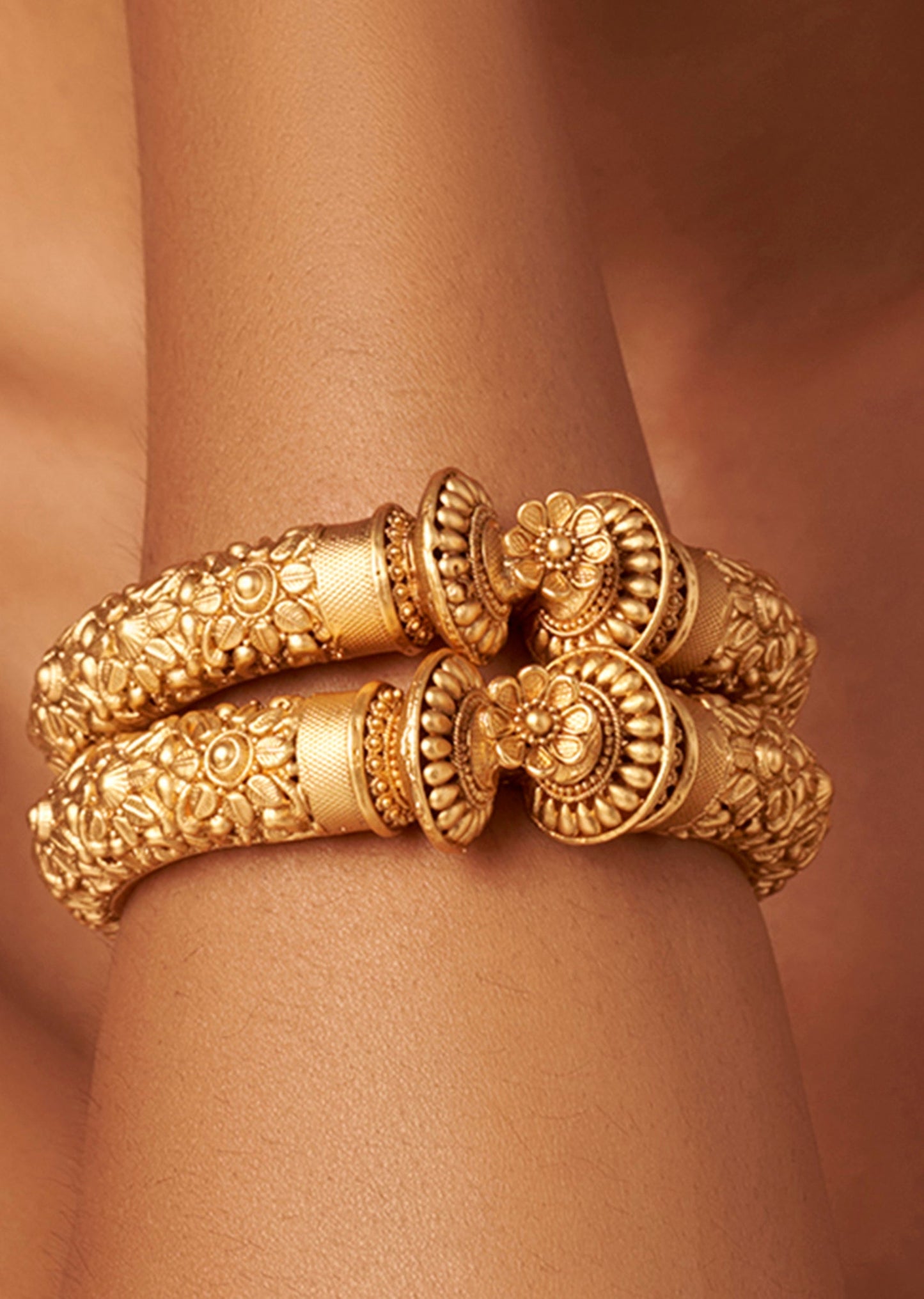 Gold Finish Openable Temple Kadas Set of Two