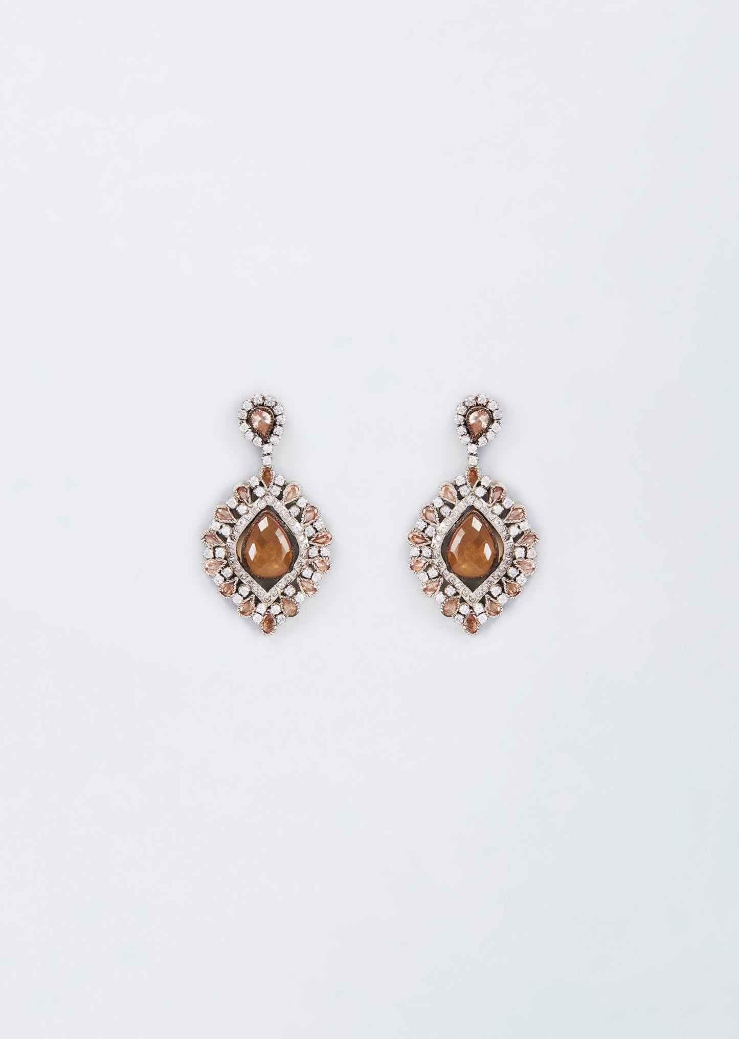 Gold Finish Stone Dangler Earrings
