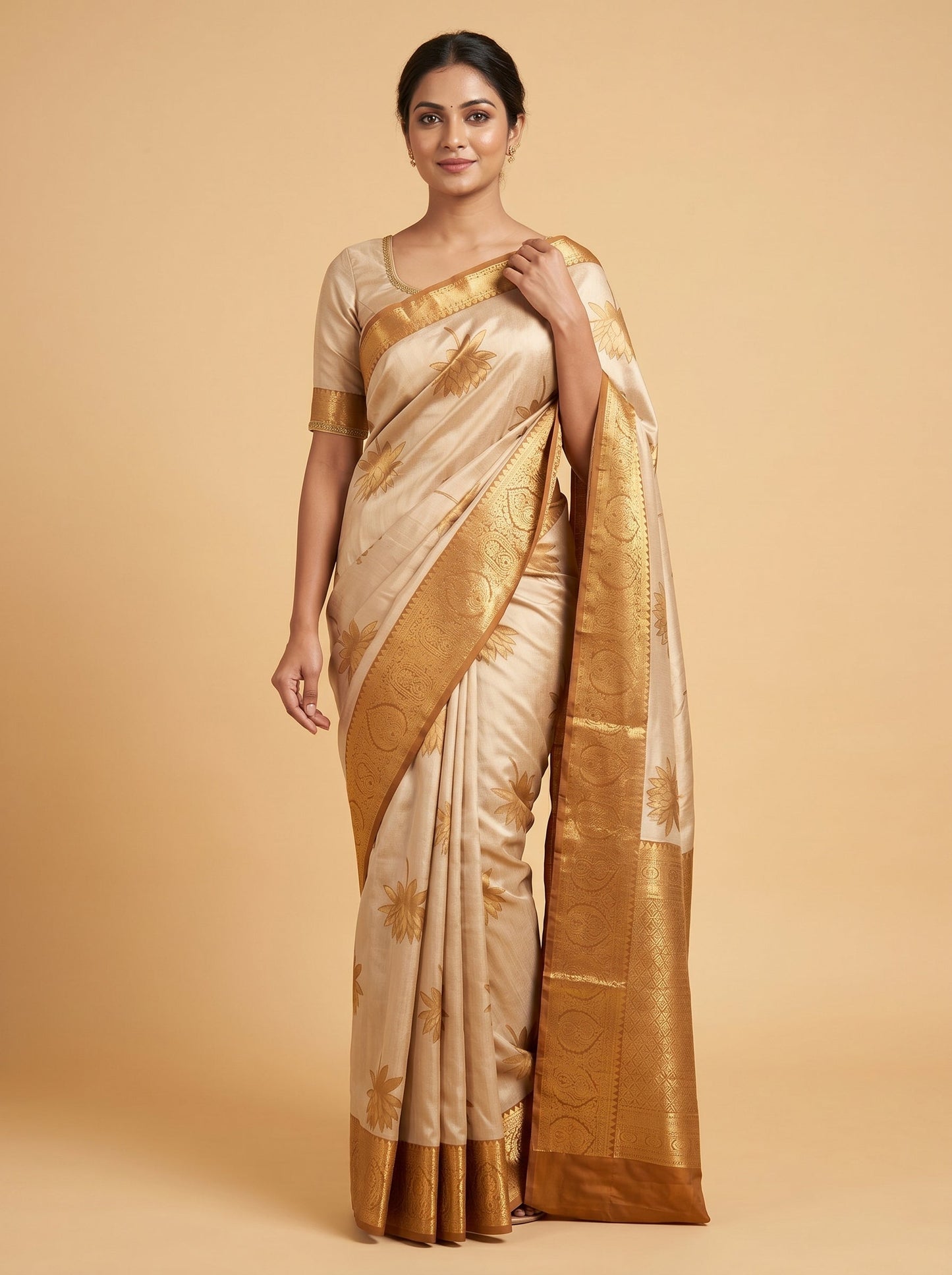 Gold Mehendi Fusion Handloom Saree