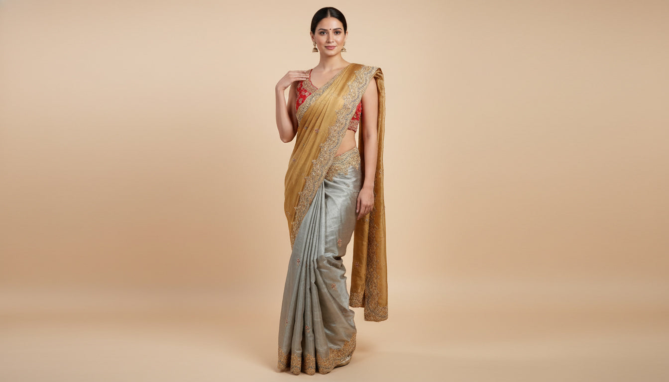 Gold Lavish Embroidered Saree