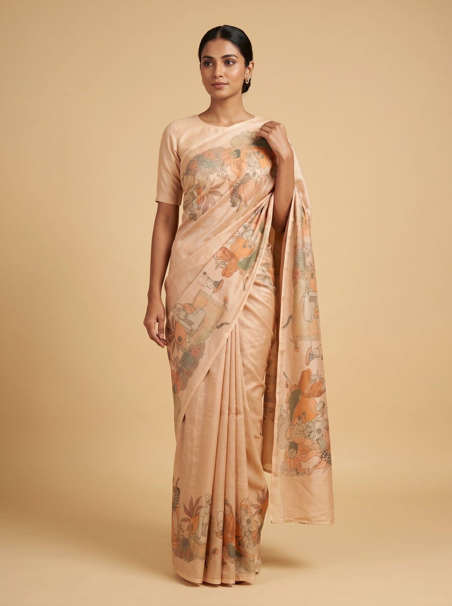 Gold Peach Twin Shade Handloom Saree