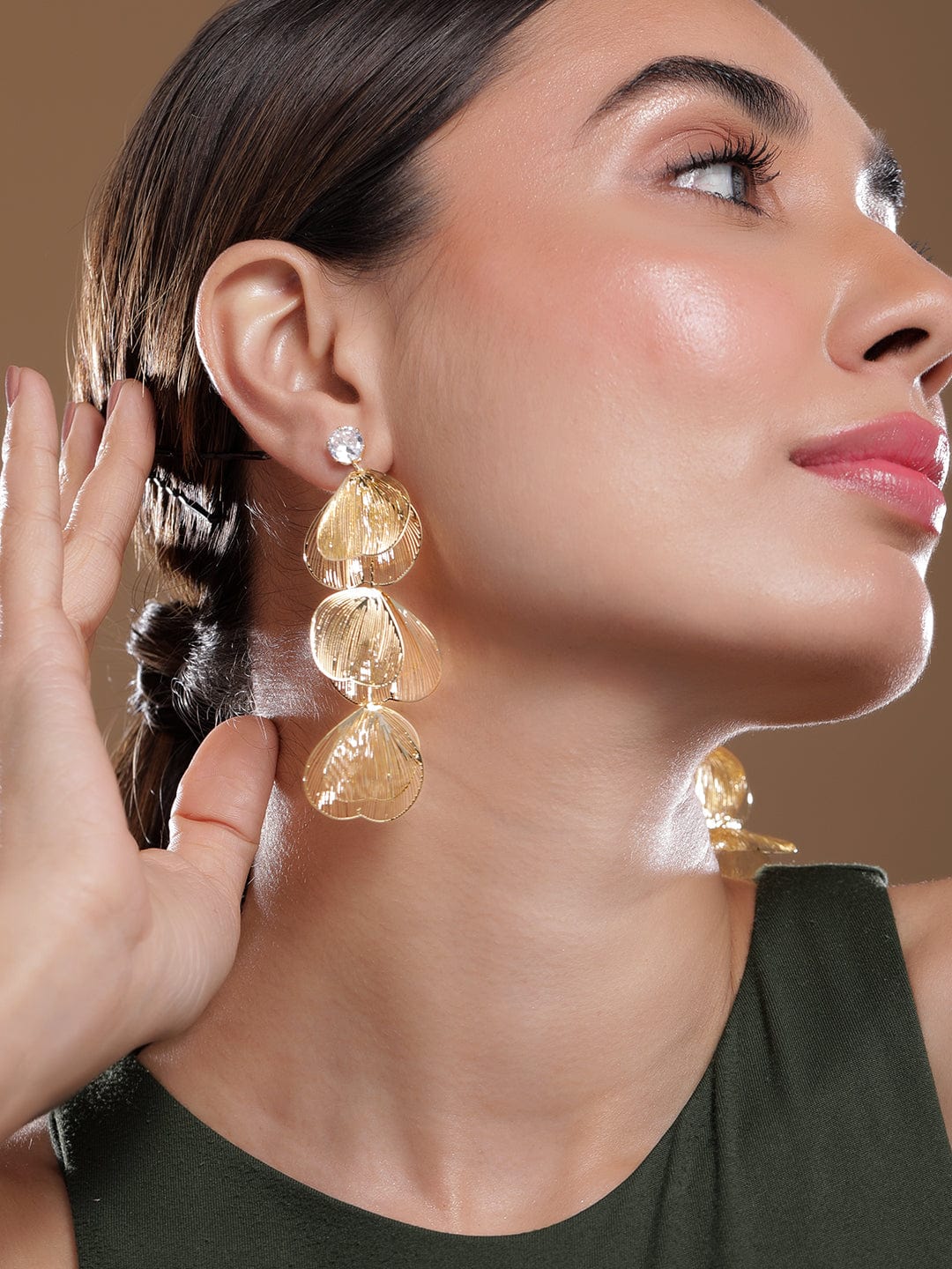 Mesh Petal Strand Statement Earrings