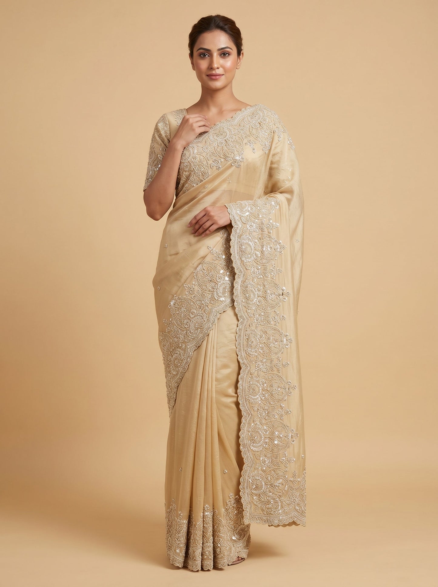 Gold Regal Craft Embroidered Saree