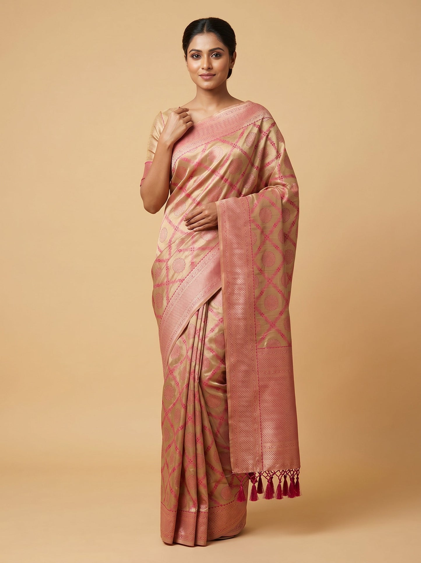 Gold Wine Royal Infusion Handloom Saree