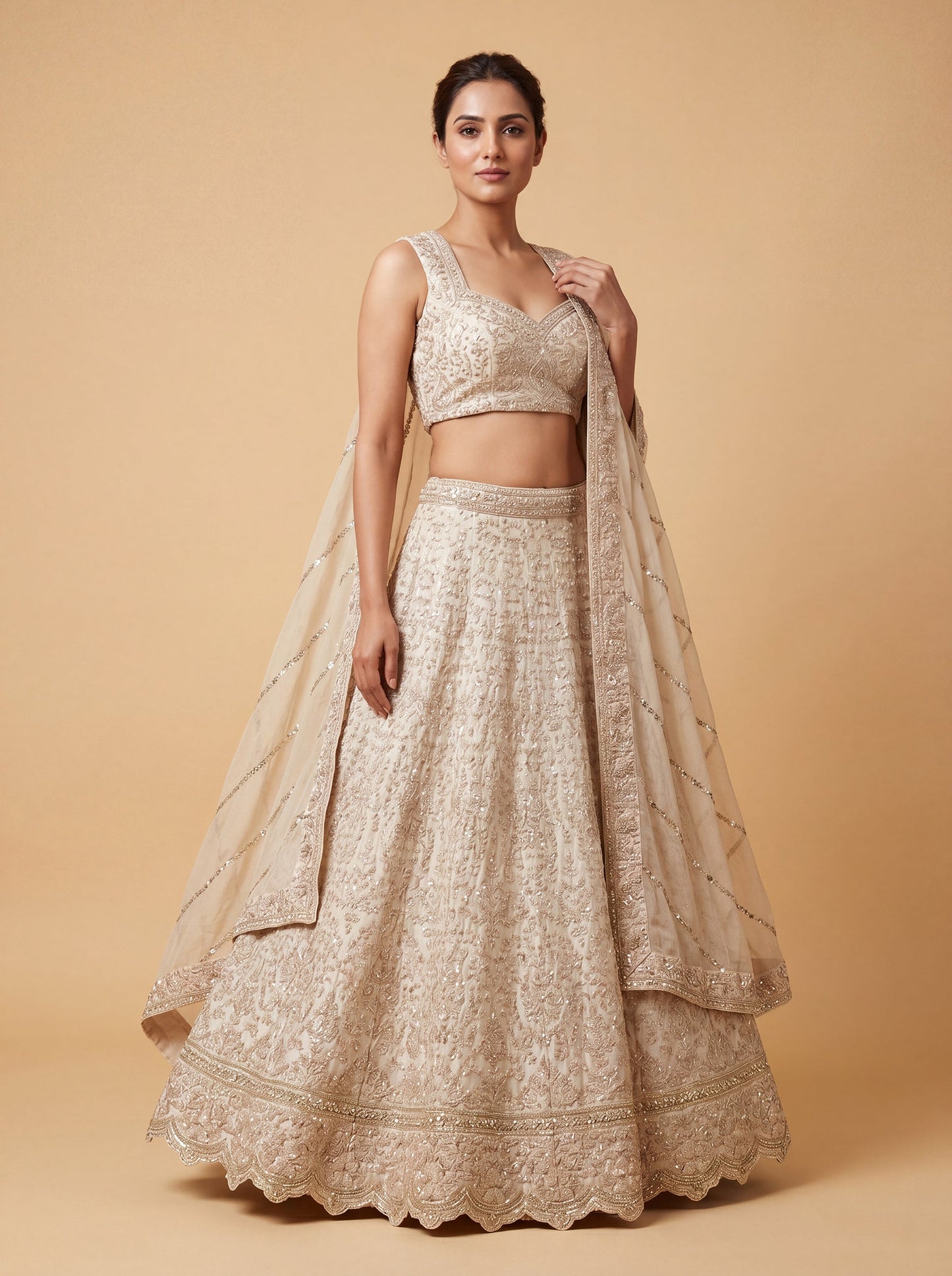 Golden Beige Luxe Lehenga