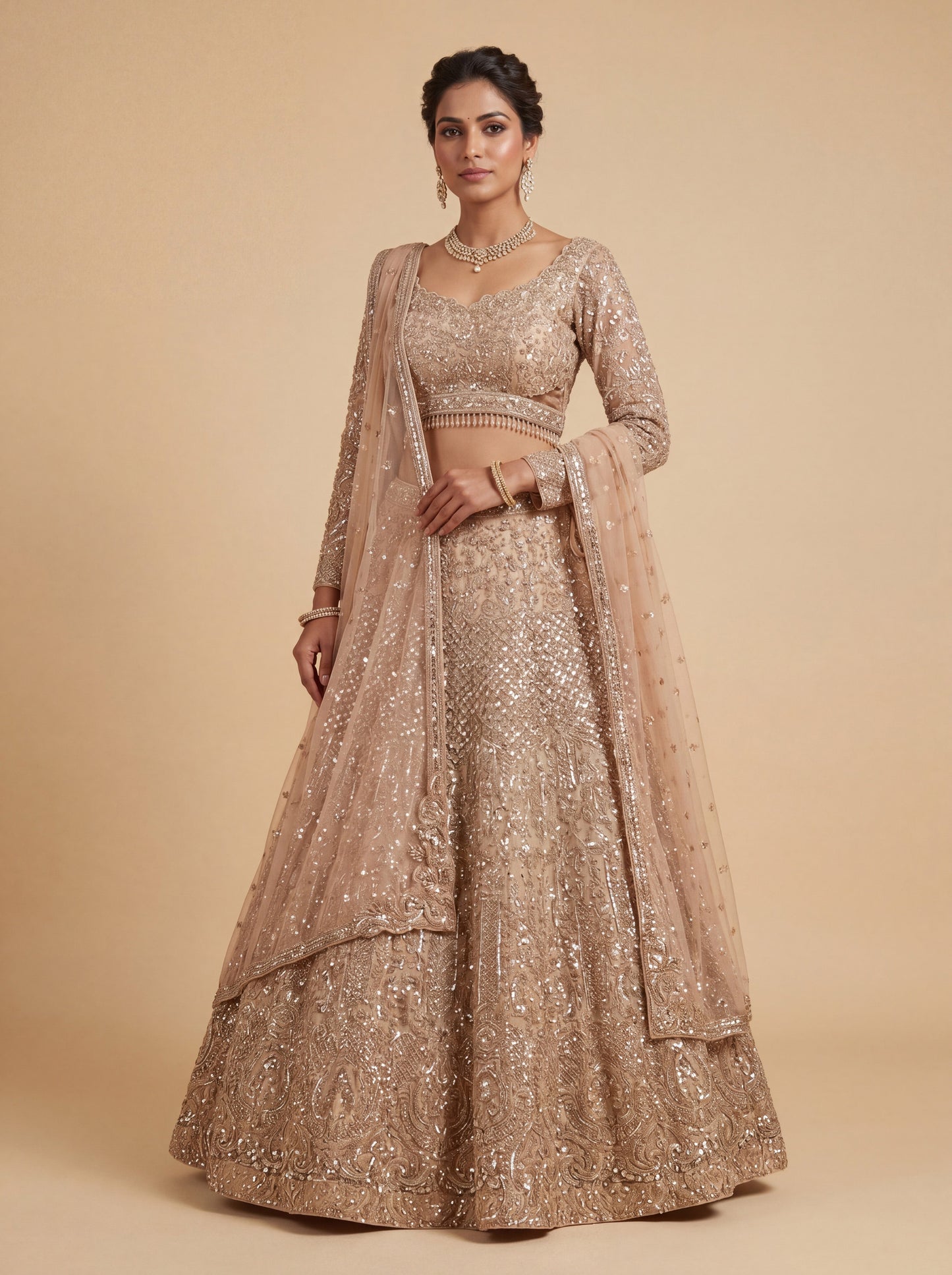 Golden Champagne Contemporary Bridal Lehenga