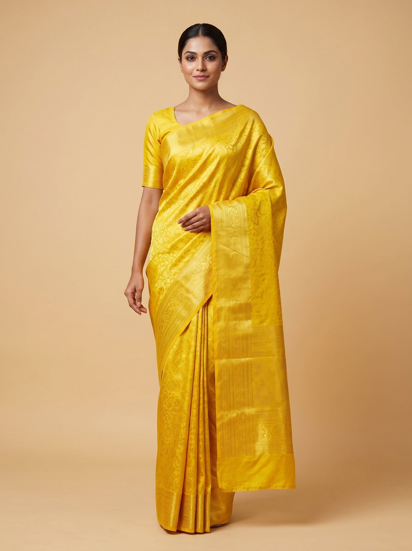 Golden Yellow Handloom Saree