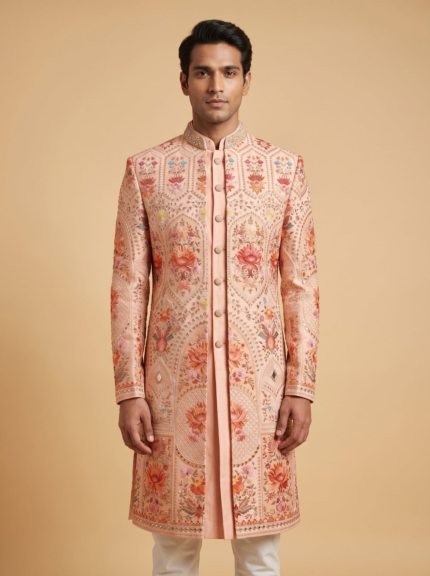 Graceful peach sherwani