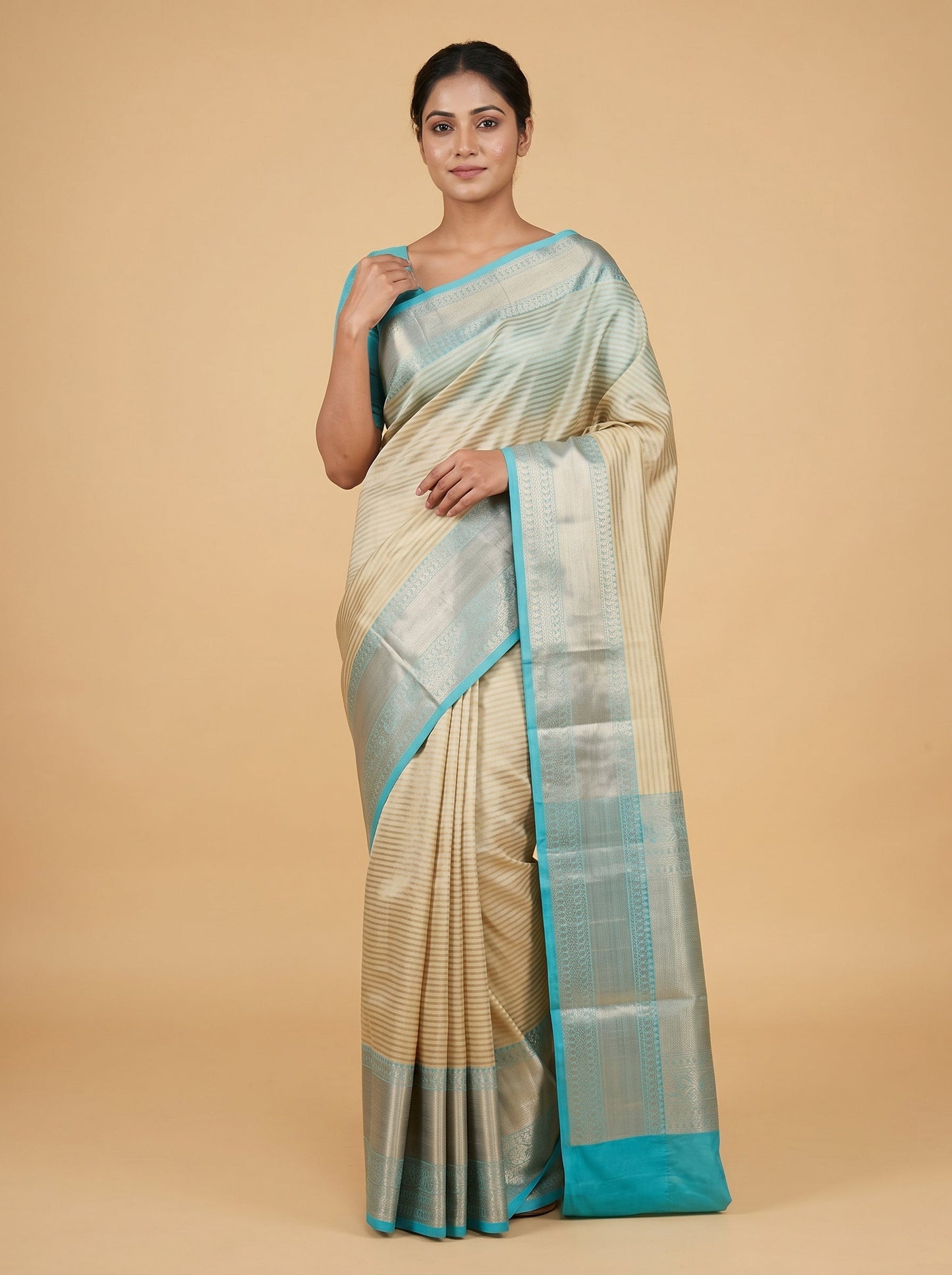 Green Blue Dual Tide Handloom Saree