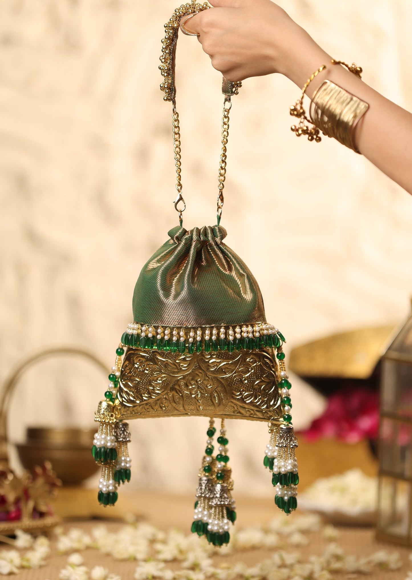 Green Brocade Potli Bag