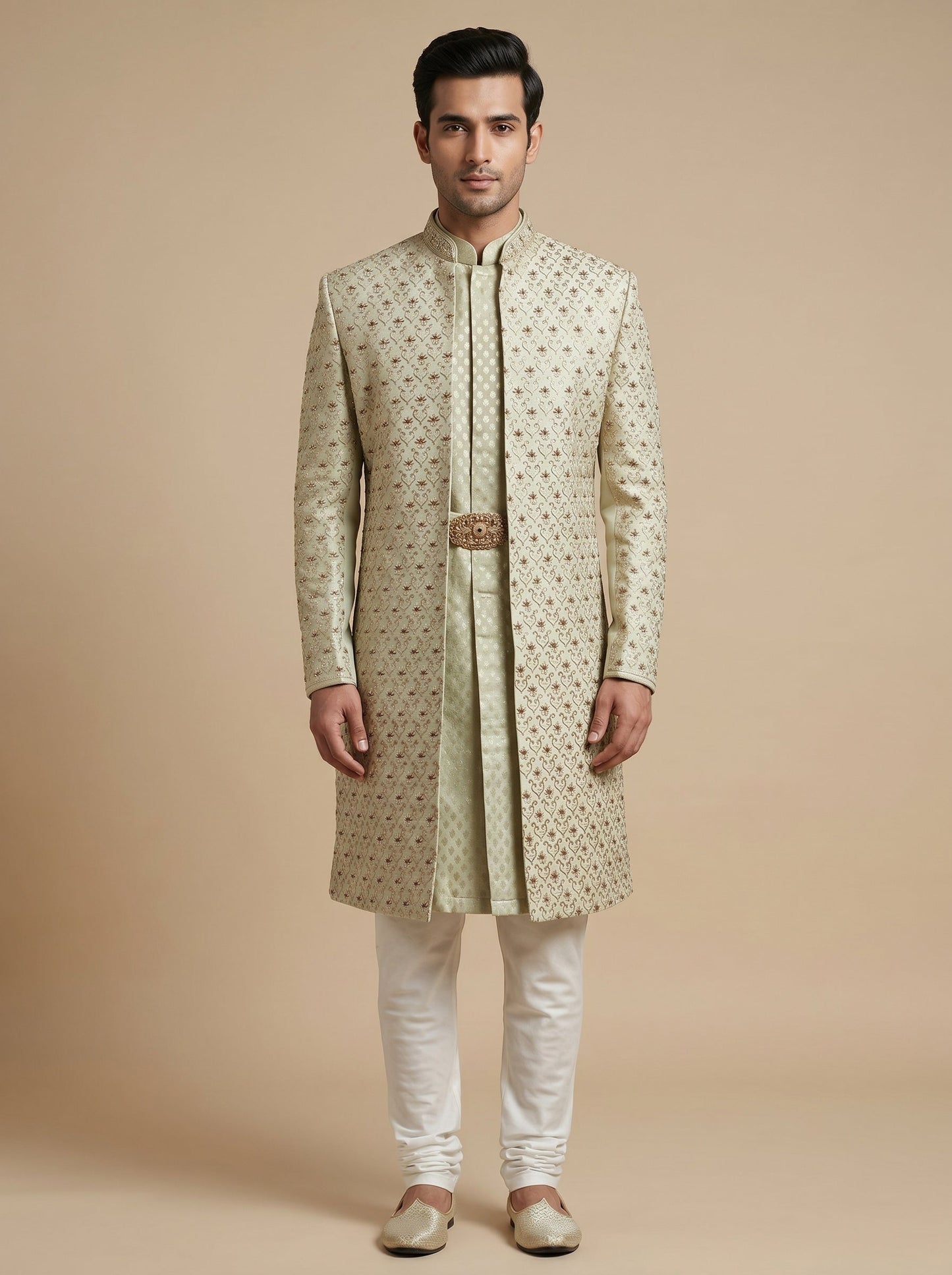 Green Designer Indowestern