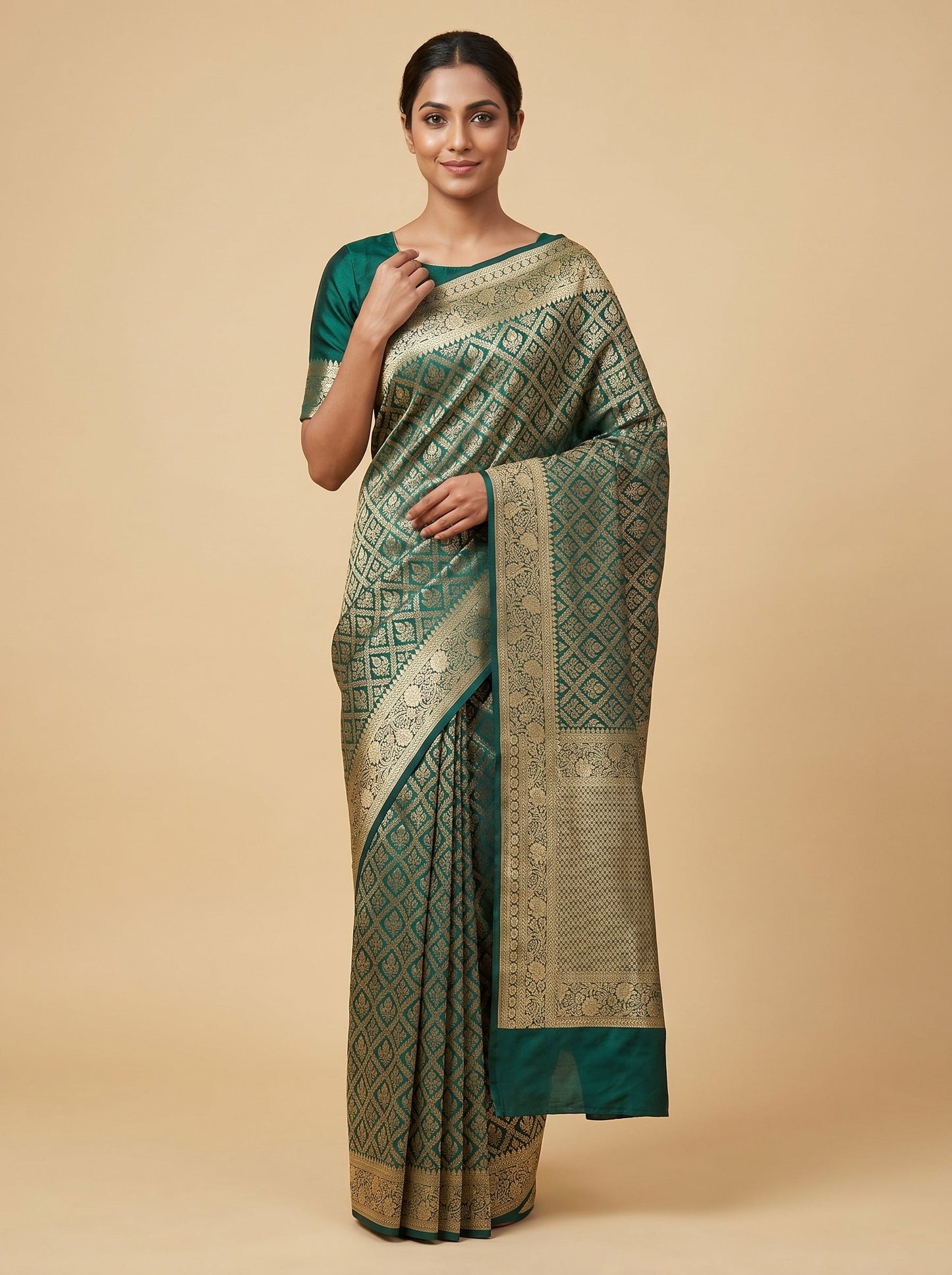 Green Elegant Handwork Saree