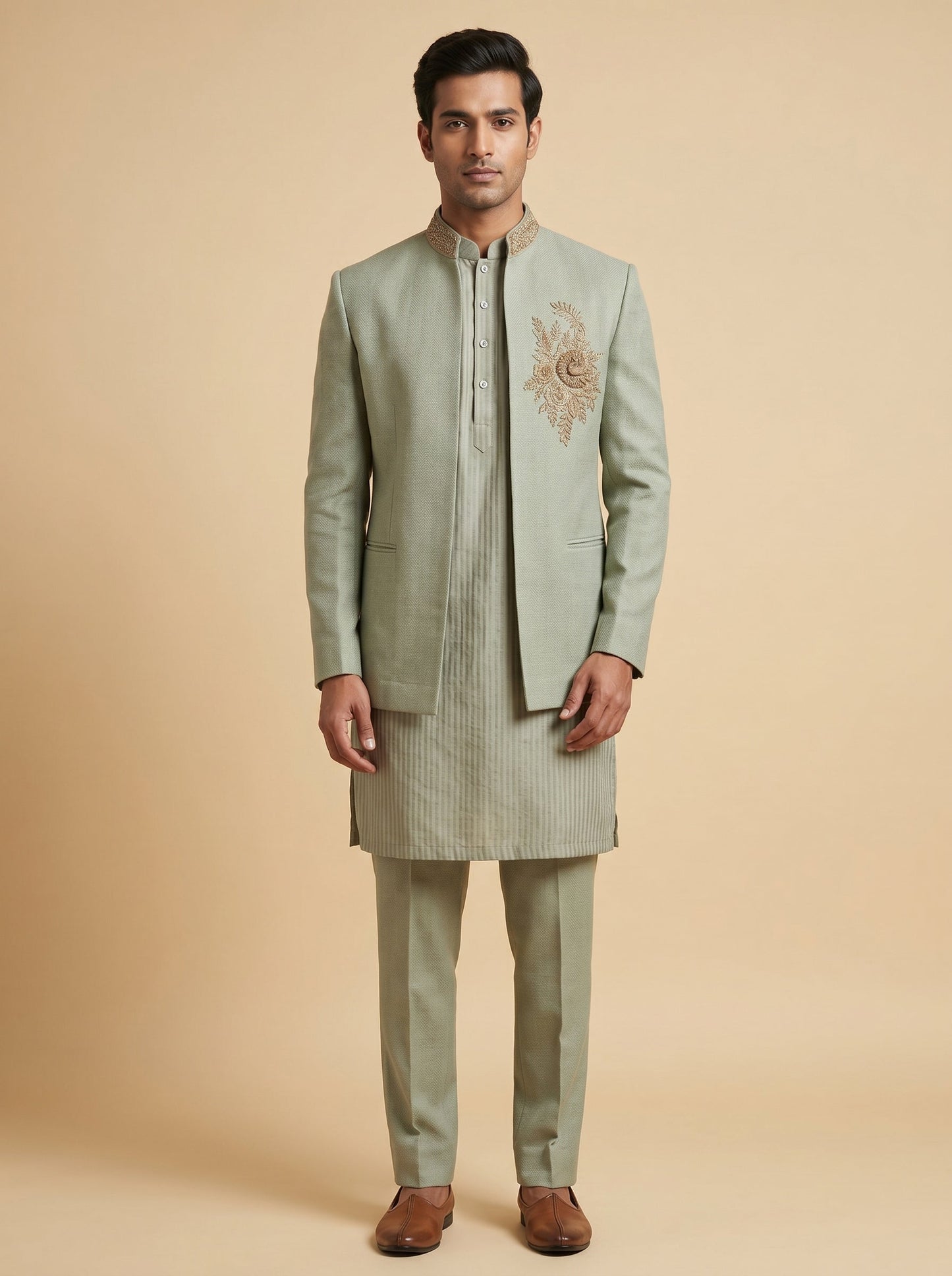 Green Festive Jodhpuri Suit