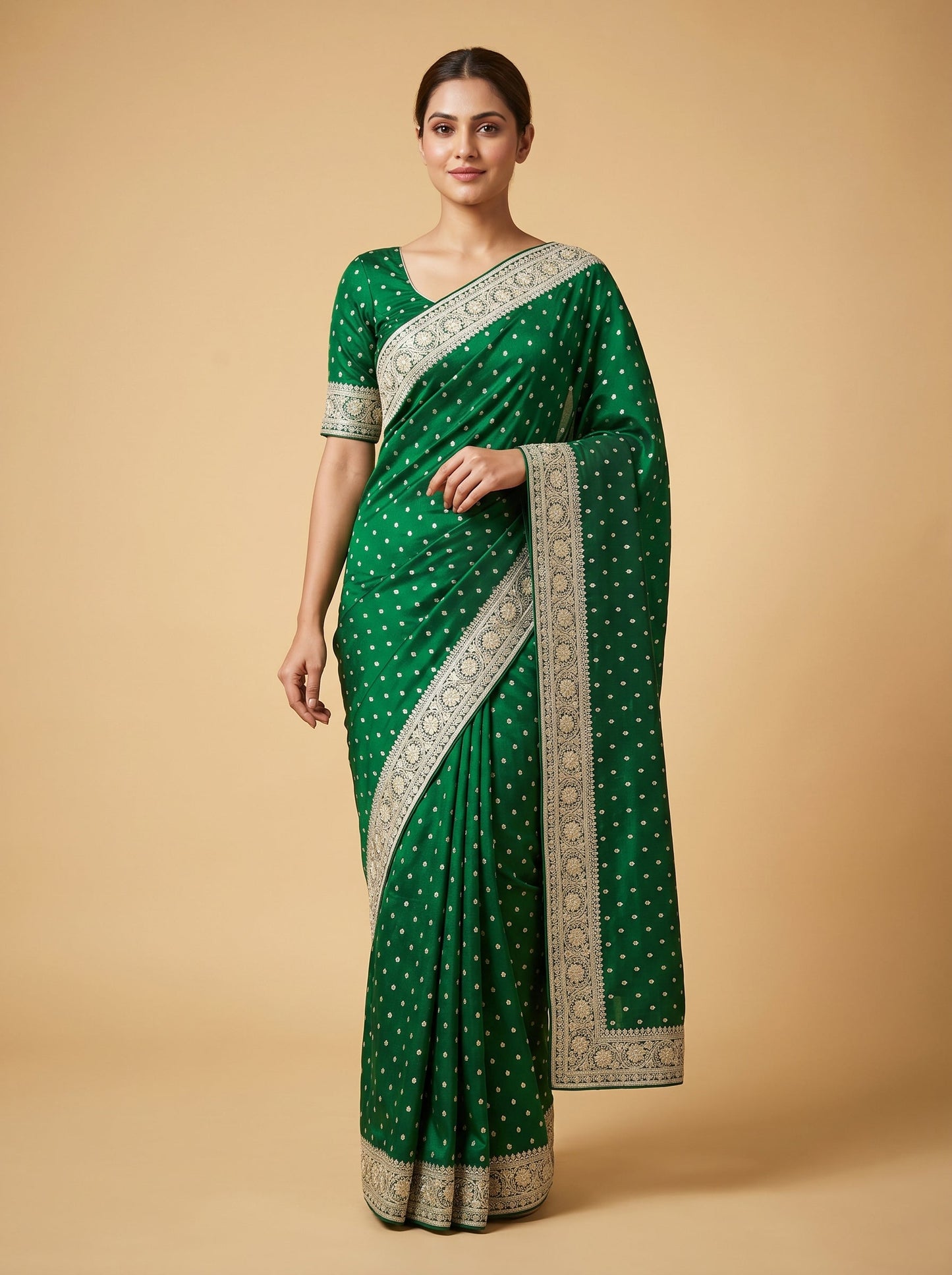 Green Fine Detail Embroidered Saree
