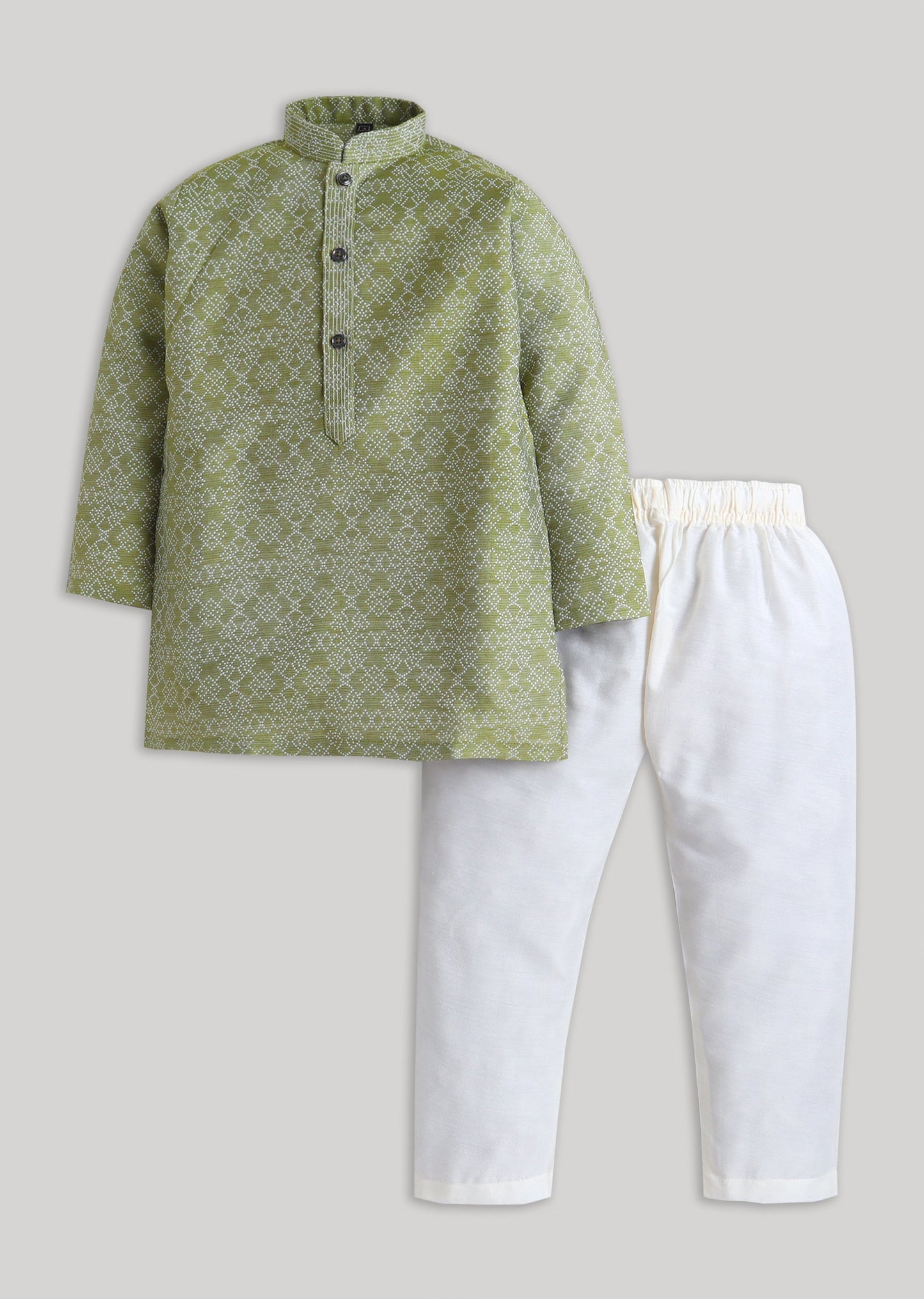Green Geometric Kids Kurta Set