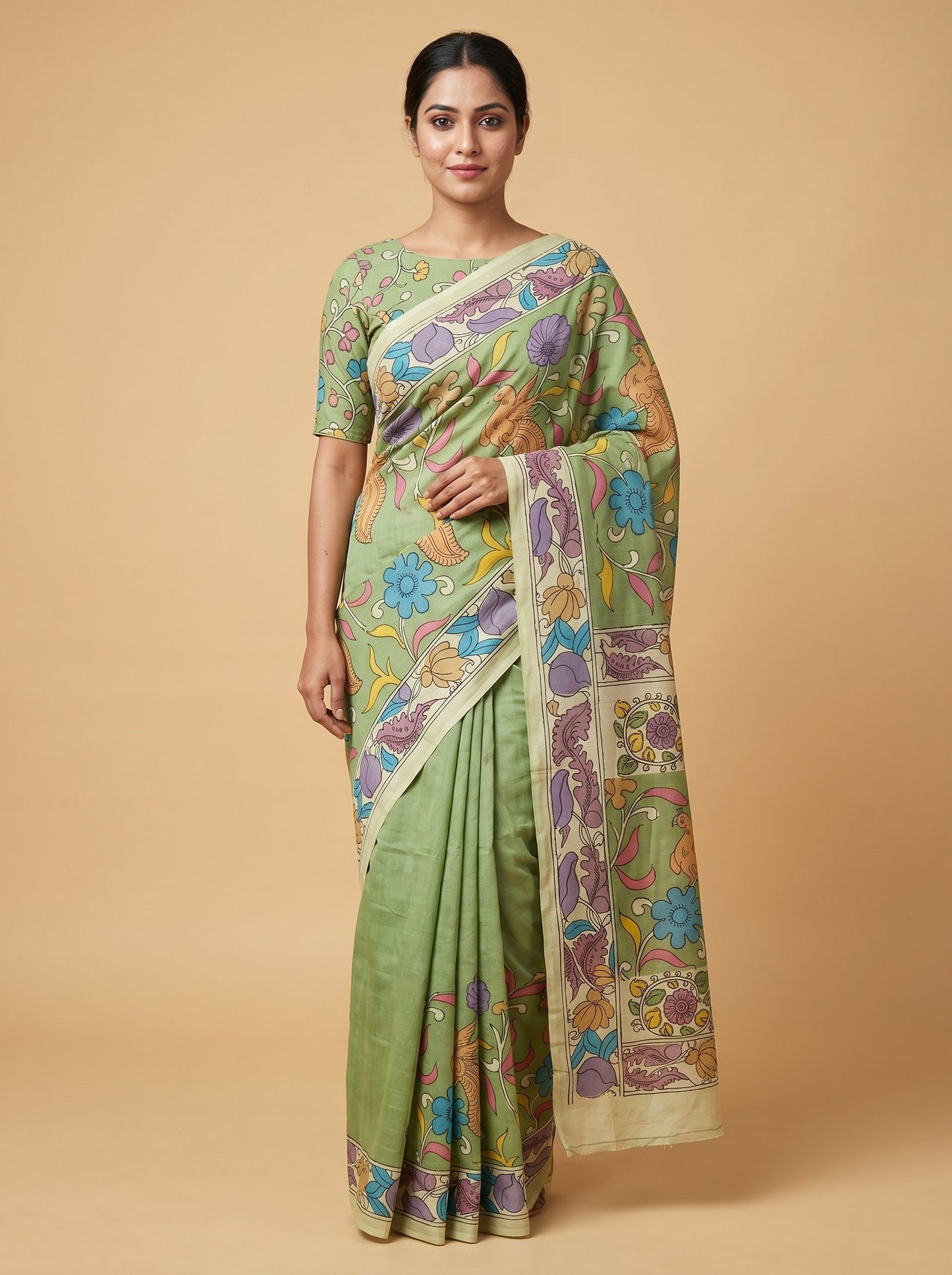 Green Handloom Saree with Crisp Loom Sheen