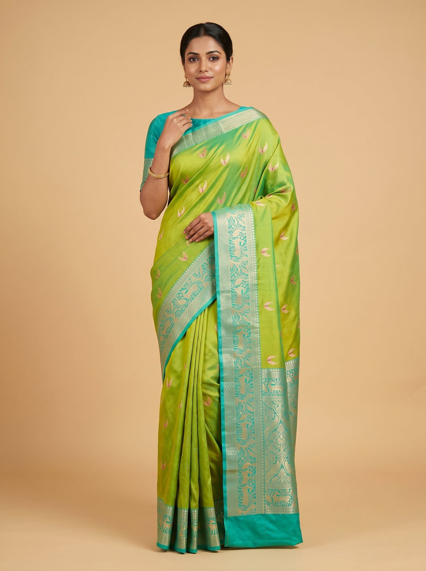 Green Handloom Saree with Fresh Hue