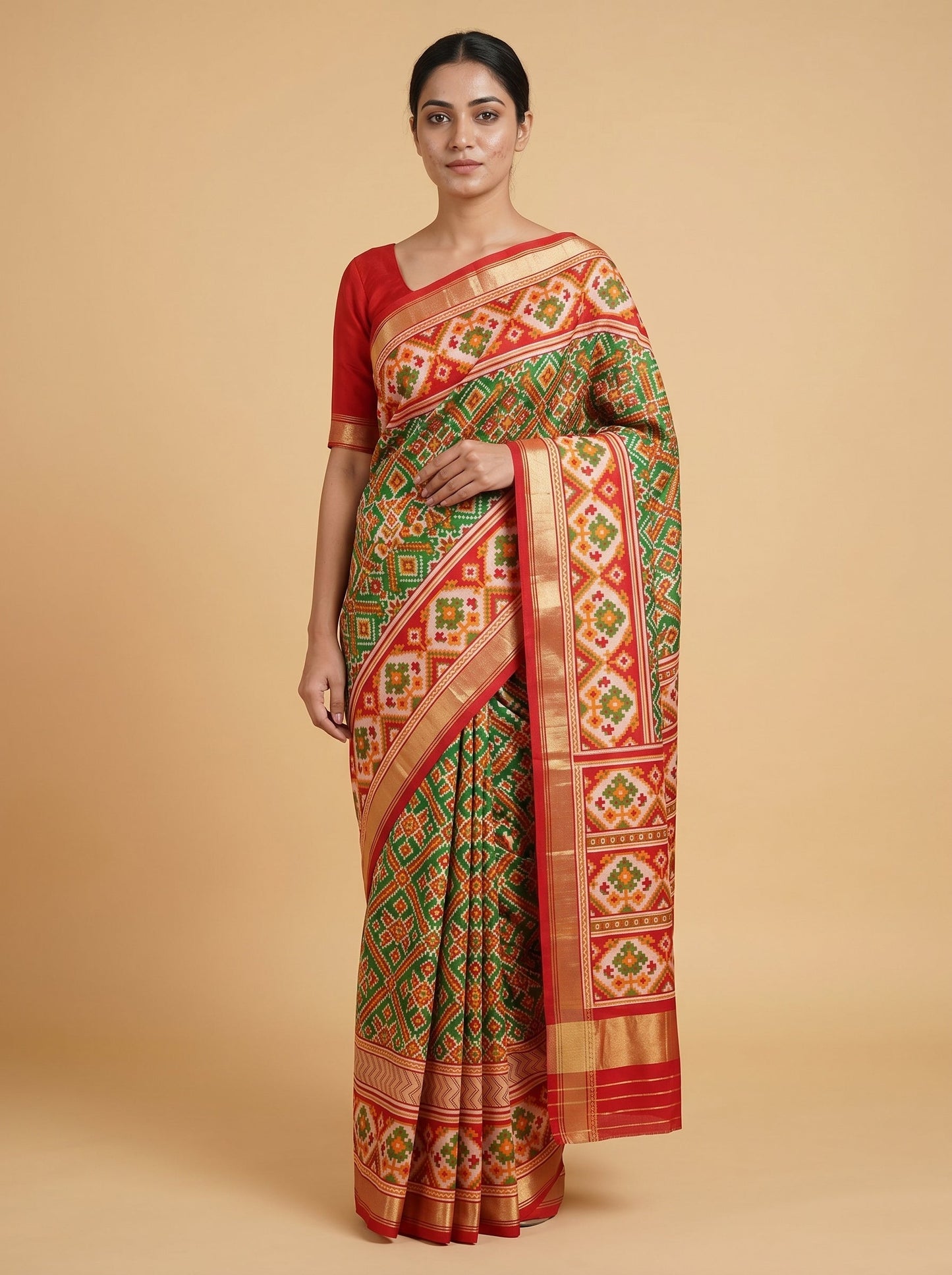 Green Handloom Saree with Legacy Weave