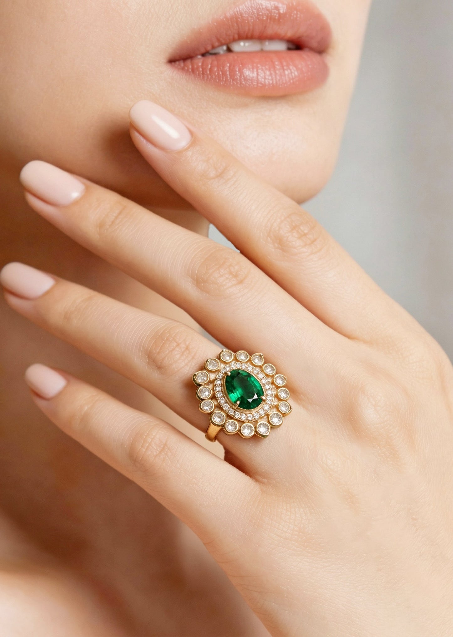 Green Matte Gold Ring