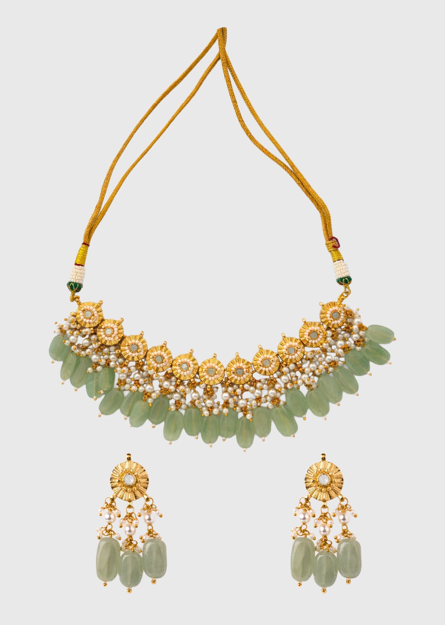 Green Pearl Necklace Set