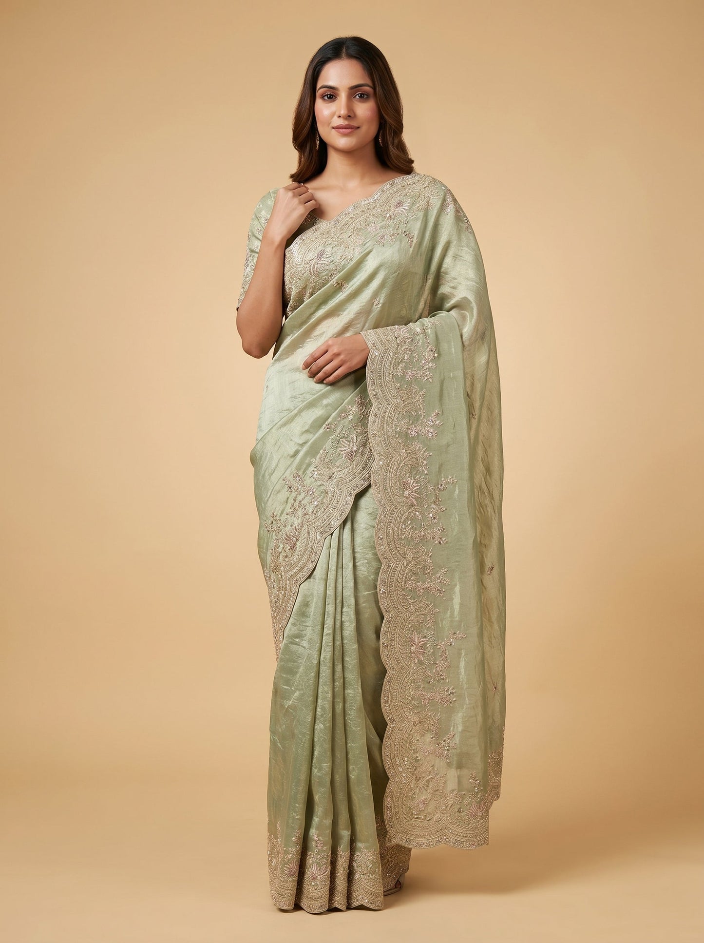 Green Rich Detailing Embroidered Saree