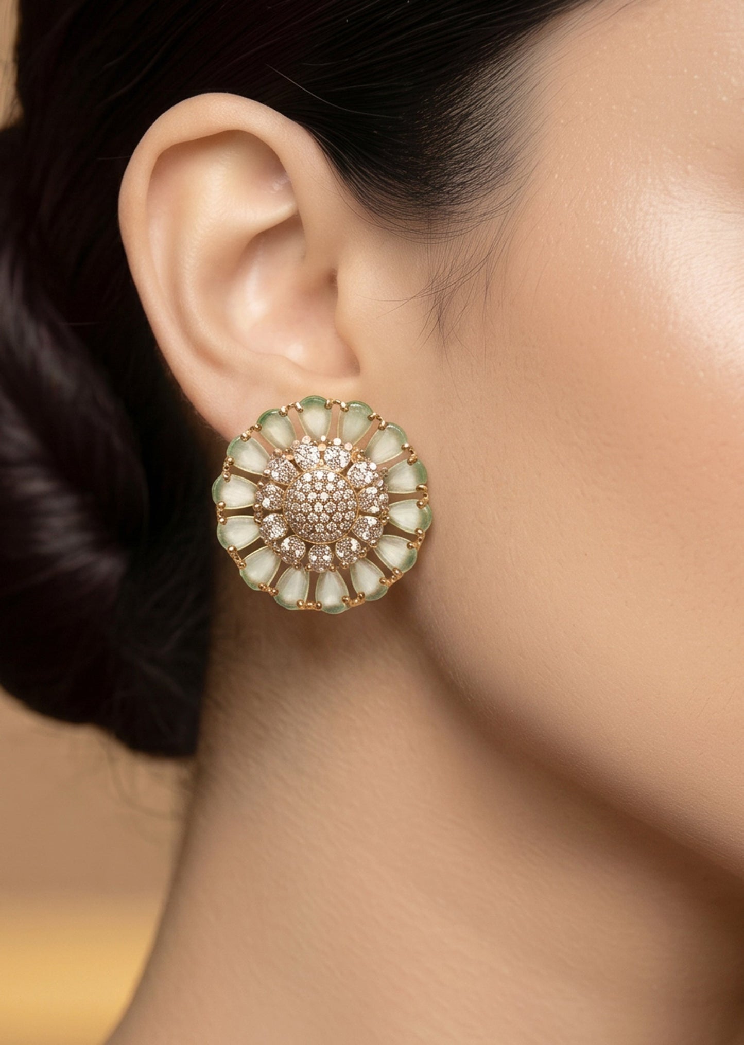 Oval Zirconia Statement Earrings