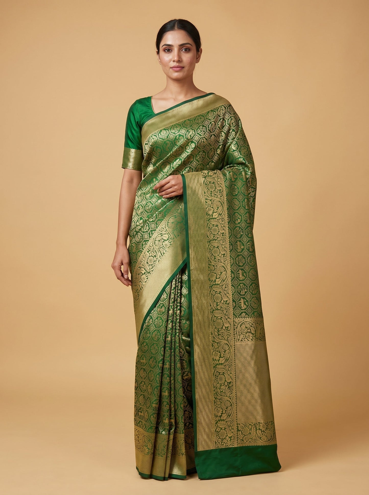 Green Traditional Drape Handloom Saree
