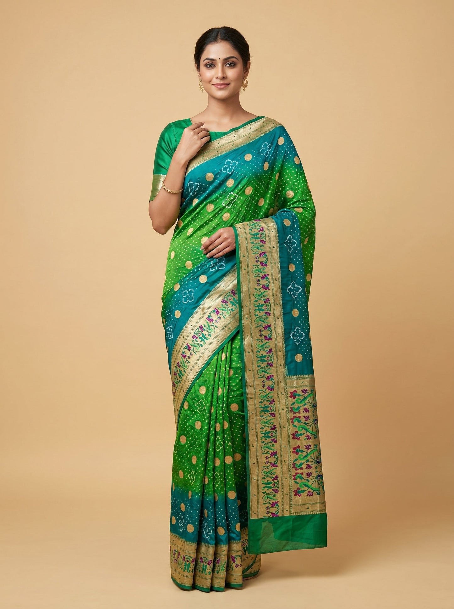 Green Fresh Tie-Dye Bandhani Saree