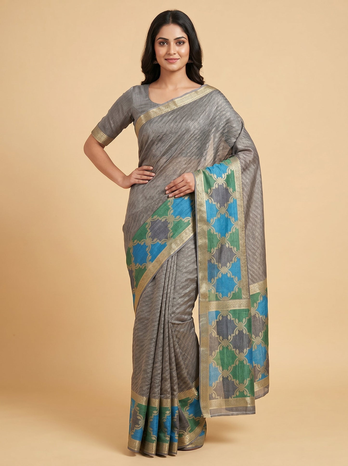 Grey Delicate Grain Handloom Saree